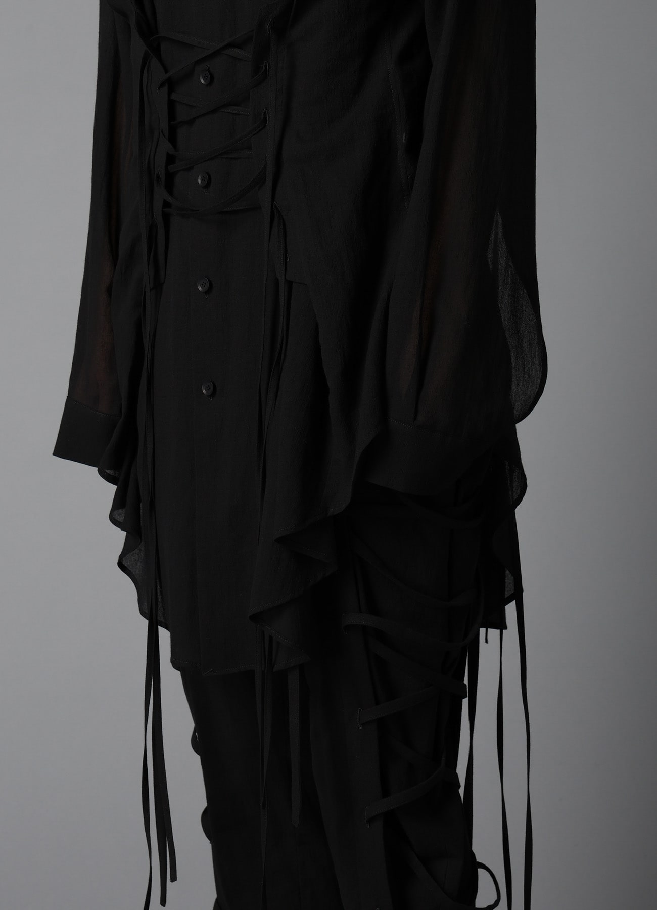 COTTON CHIFFON LACE-UP BLOUSE