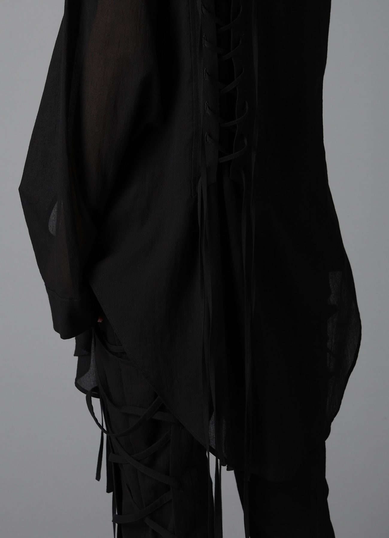 COTTON CHIFFON LACE-UP BLOUSE