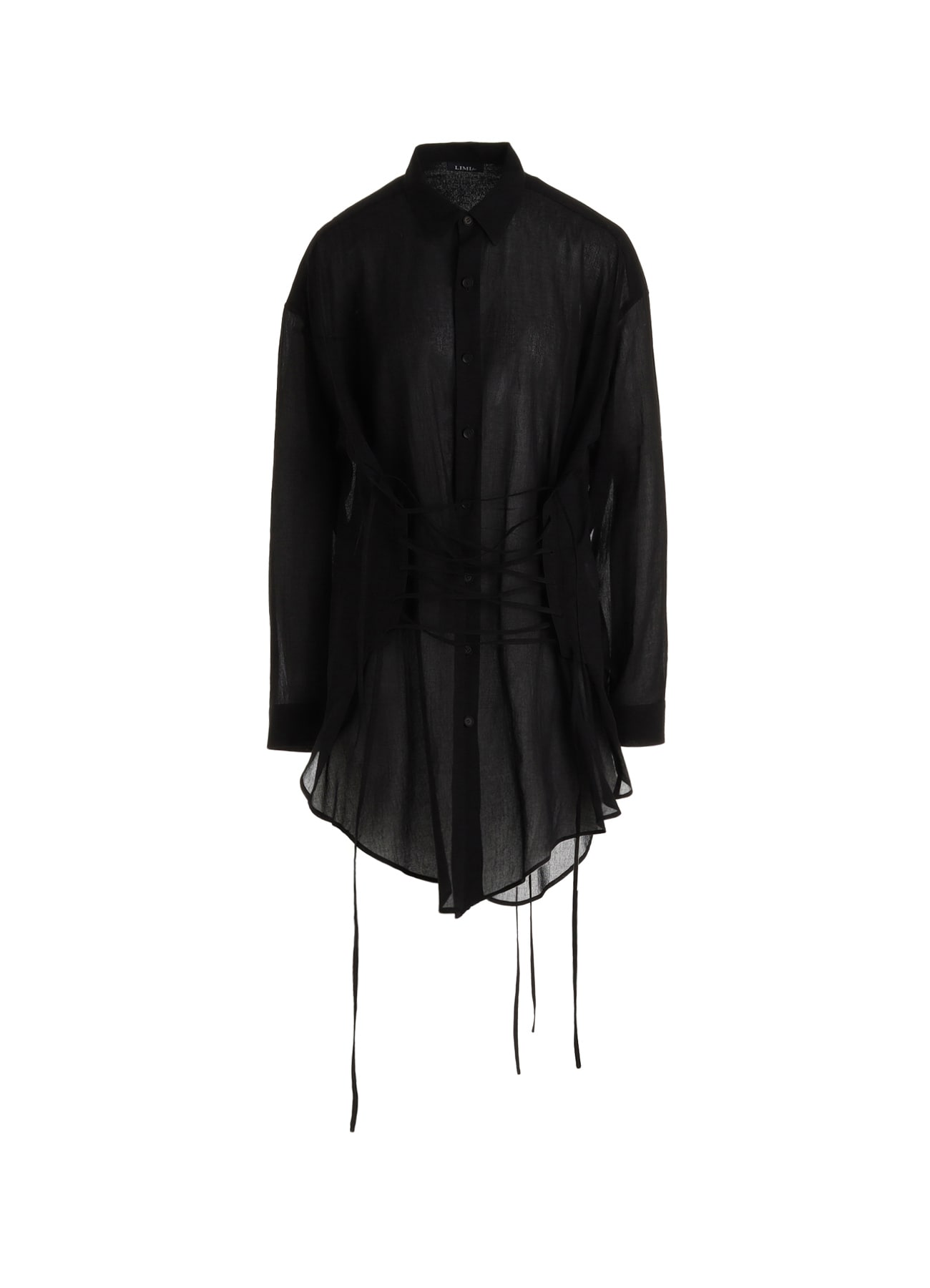 COTTON CHIFFON LACE-UP BLOUSE