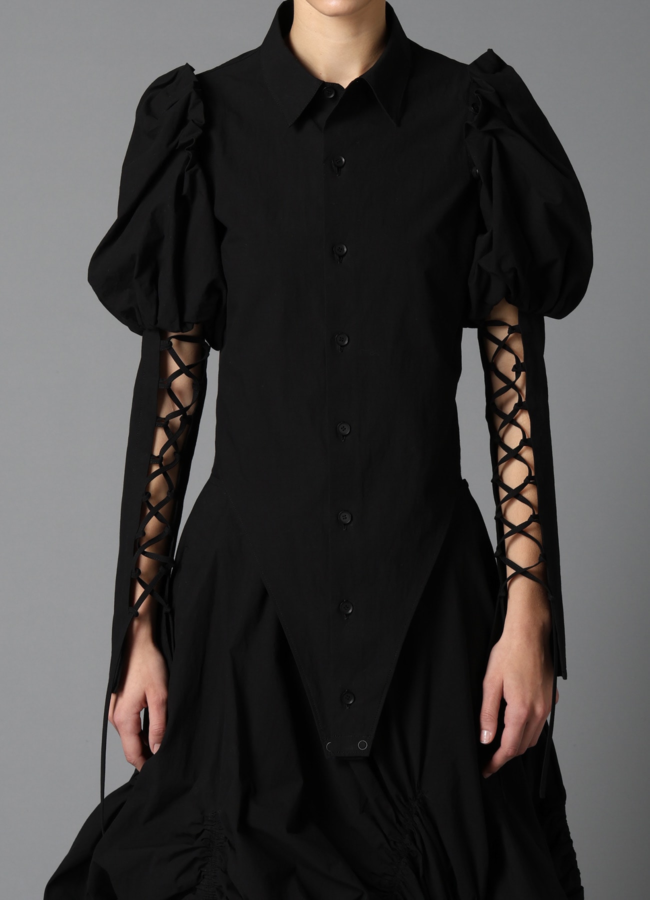 TYPEWRITER  LACE UP SLEEVE BLOUSE