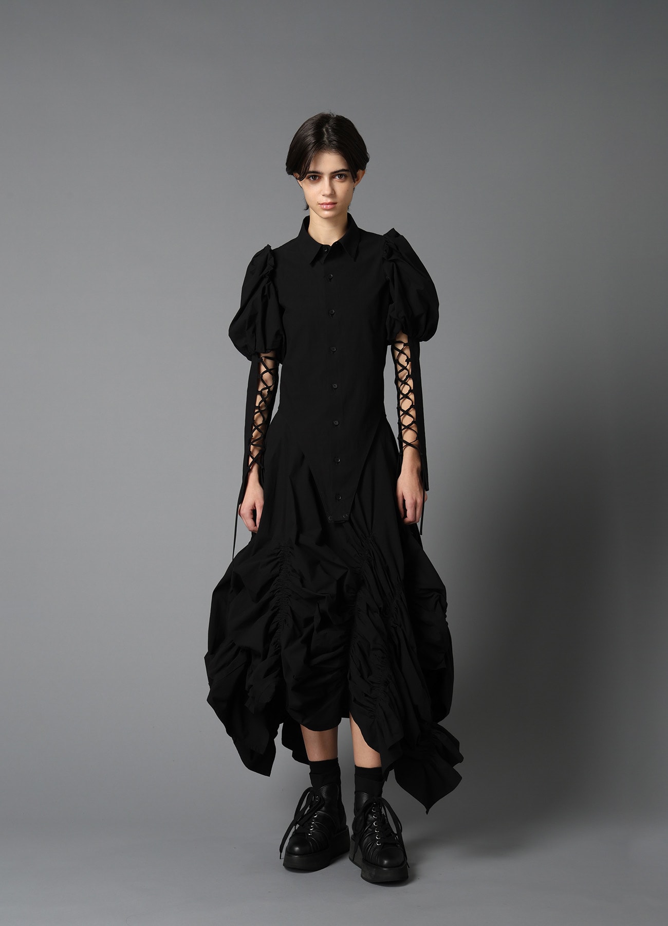 TYPEWRITER  LACE UP SLEEVE BLOUSE