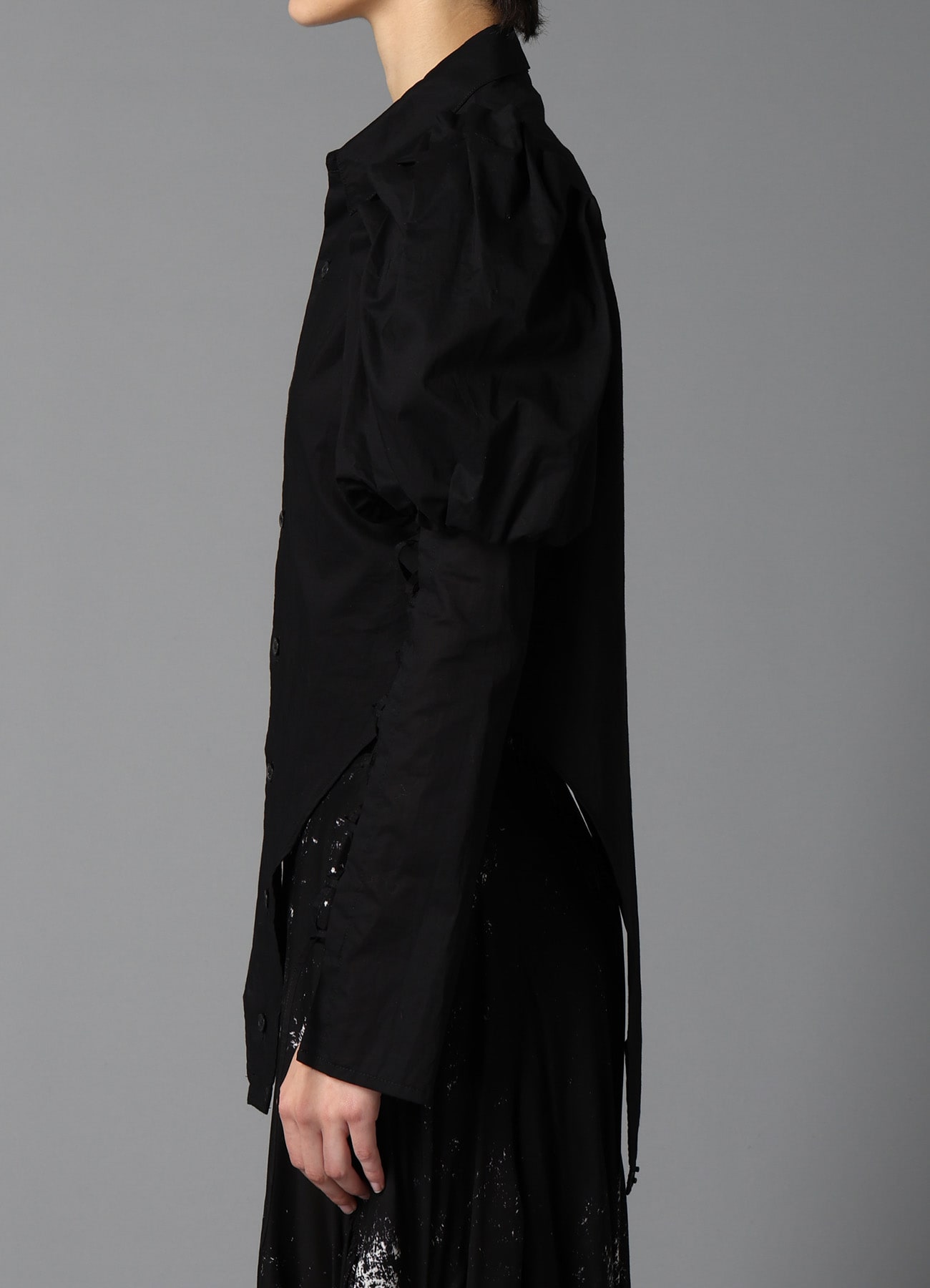 LAWN LACE UP SLEEVE BLOUSE