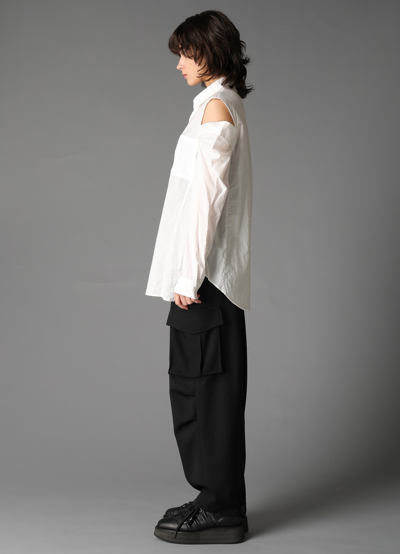 LAWN SLIT SHOULDER SHIRT