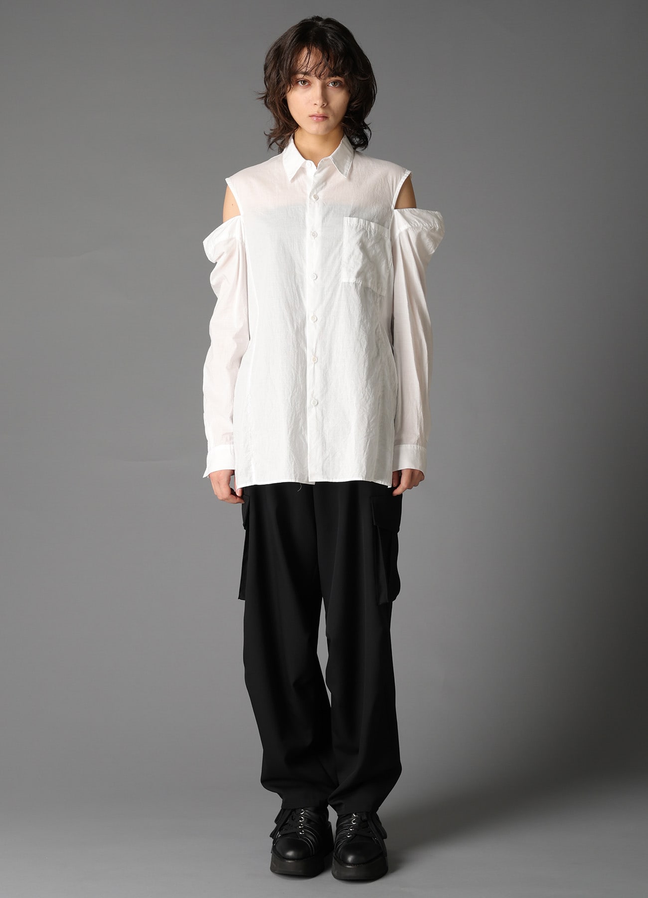 LAWN SLIT SHOULDER SHIRT