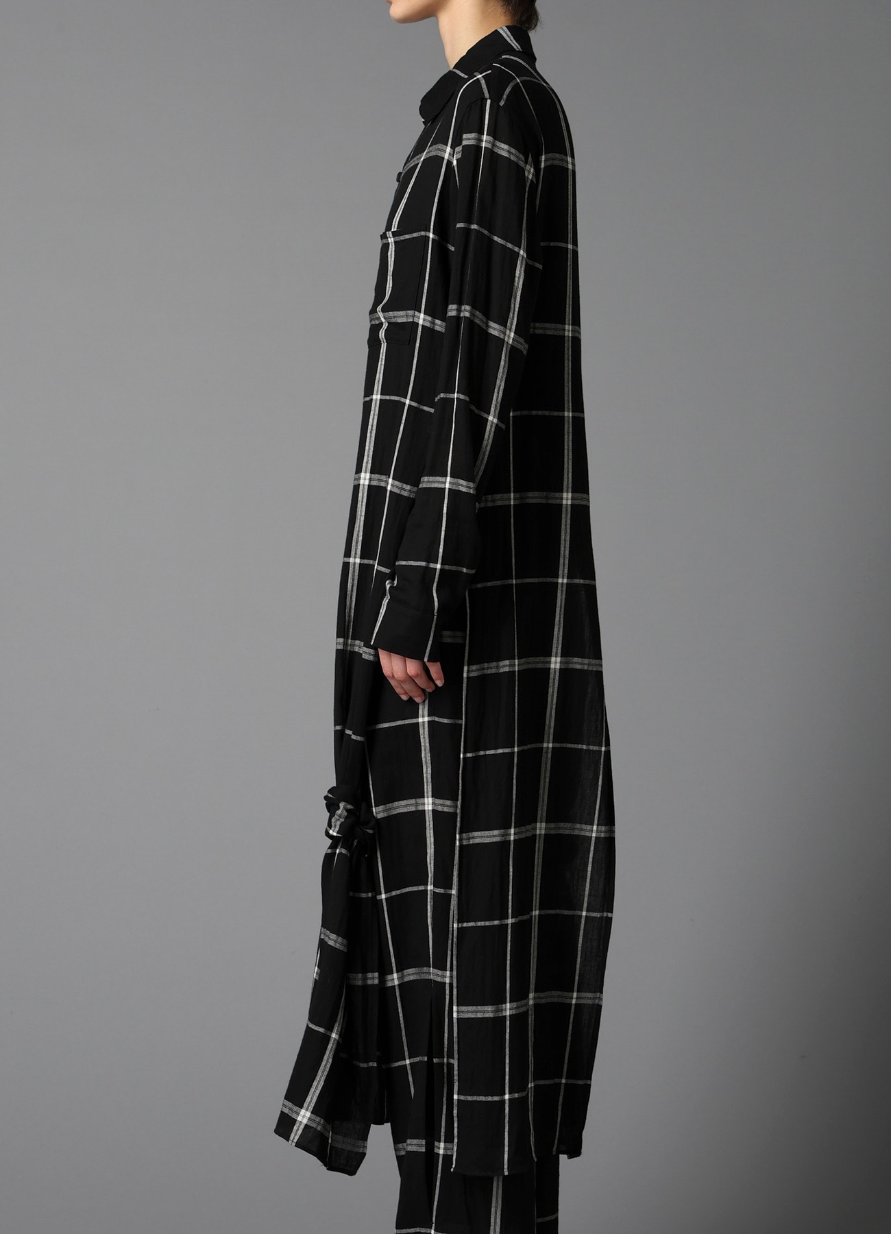 PLAID KHADI LONG BLOUSE