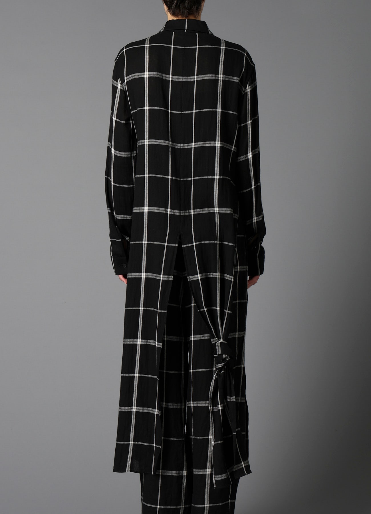 PLAID KHADI LONG BLOUSE