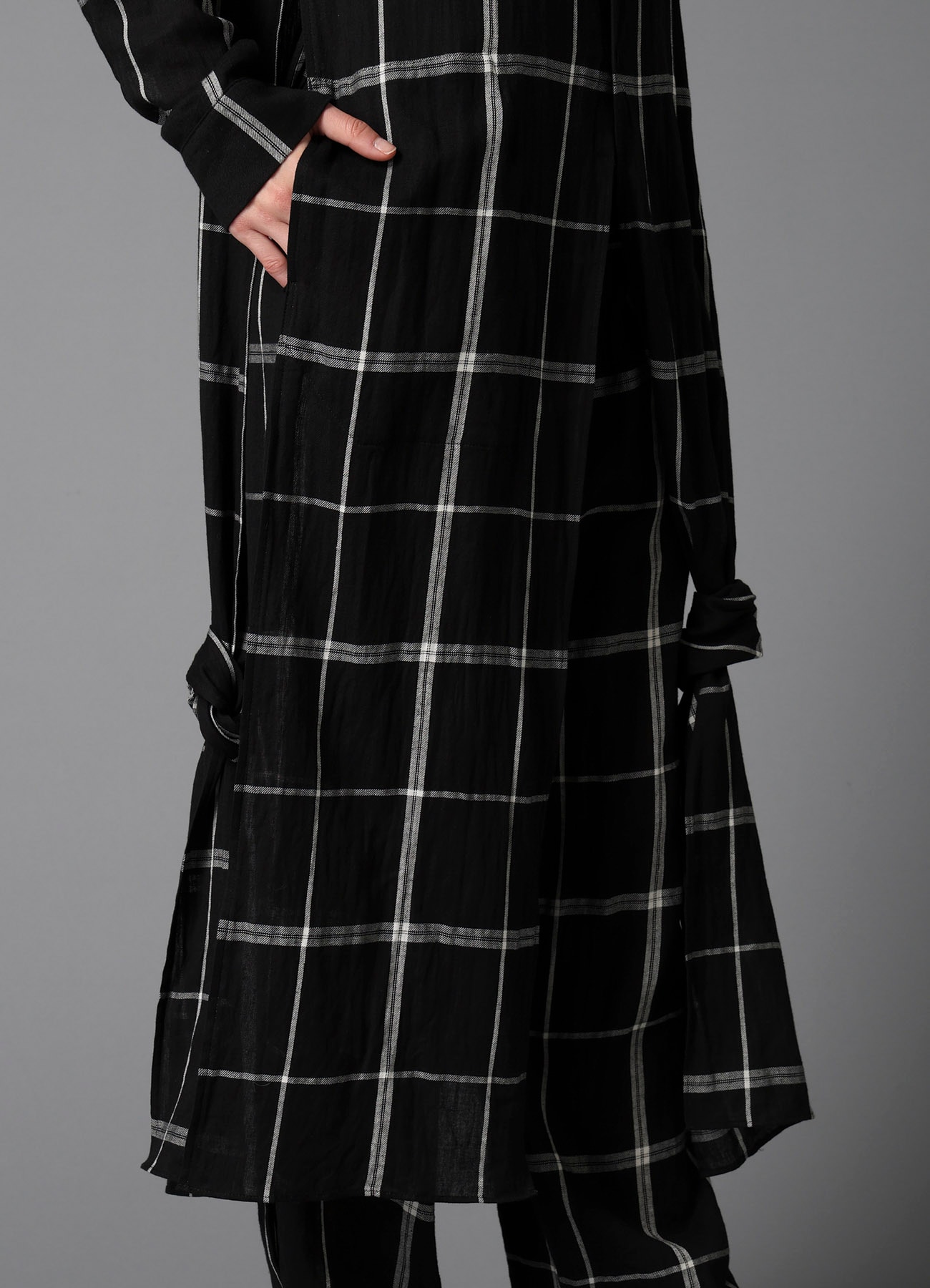 PLAID KHADI LONG BLOUSE