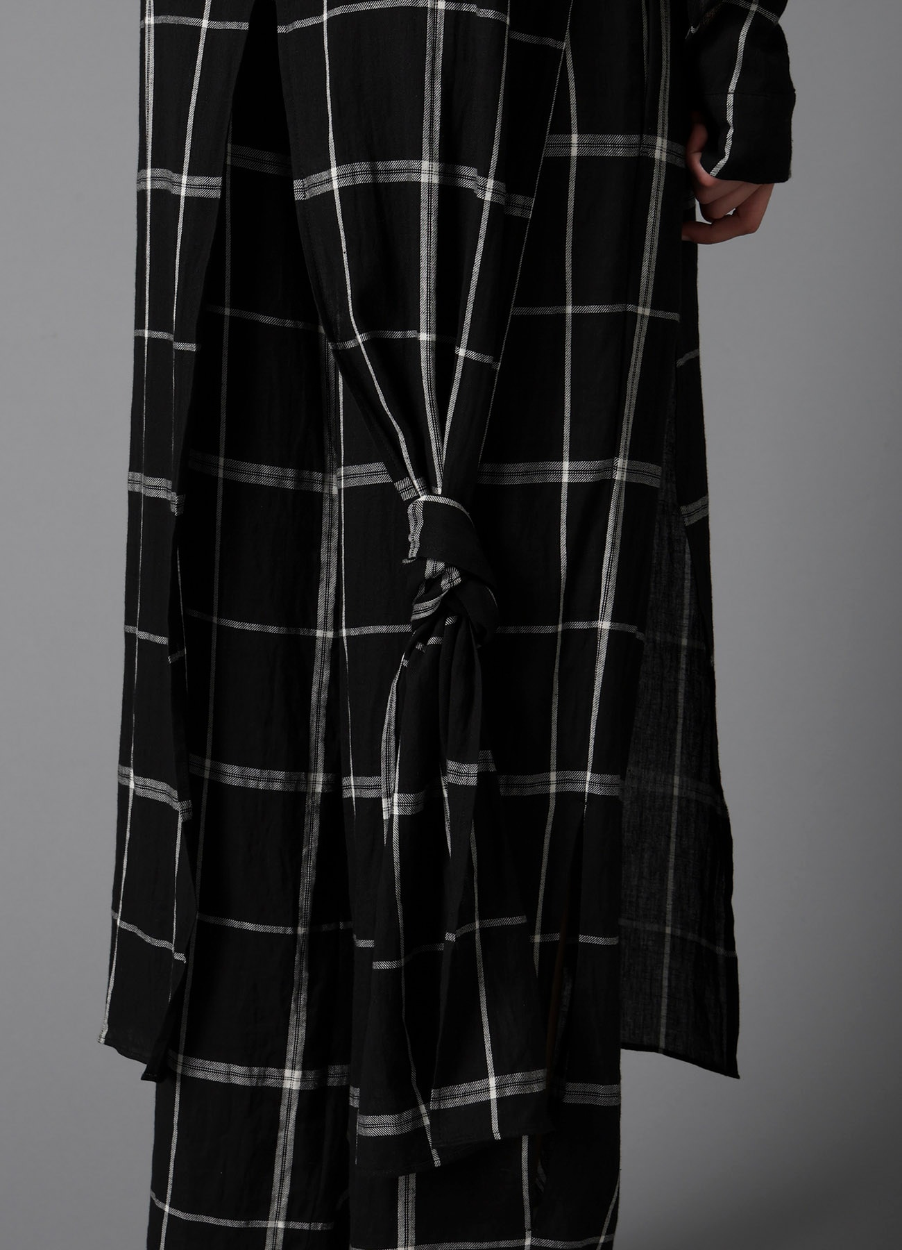 PLAID KHADI LONG BLOUSE