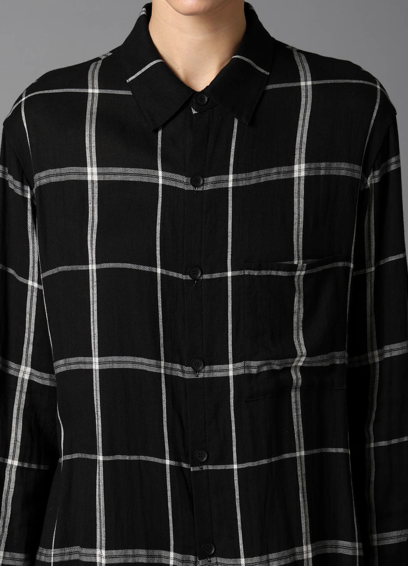 PLAID KHADI LONG BLOUSE