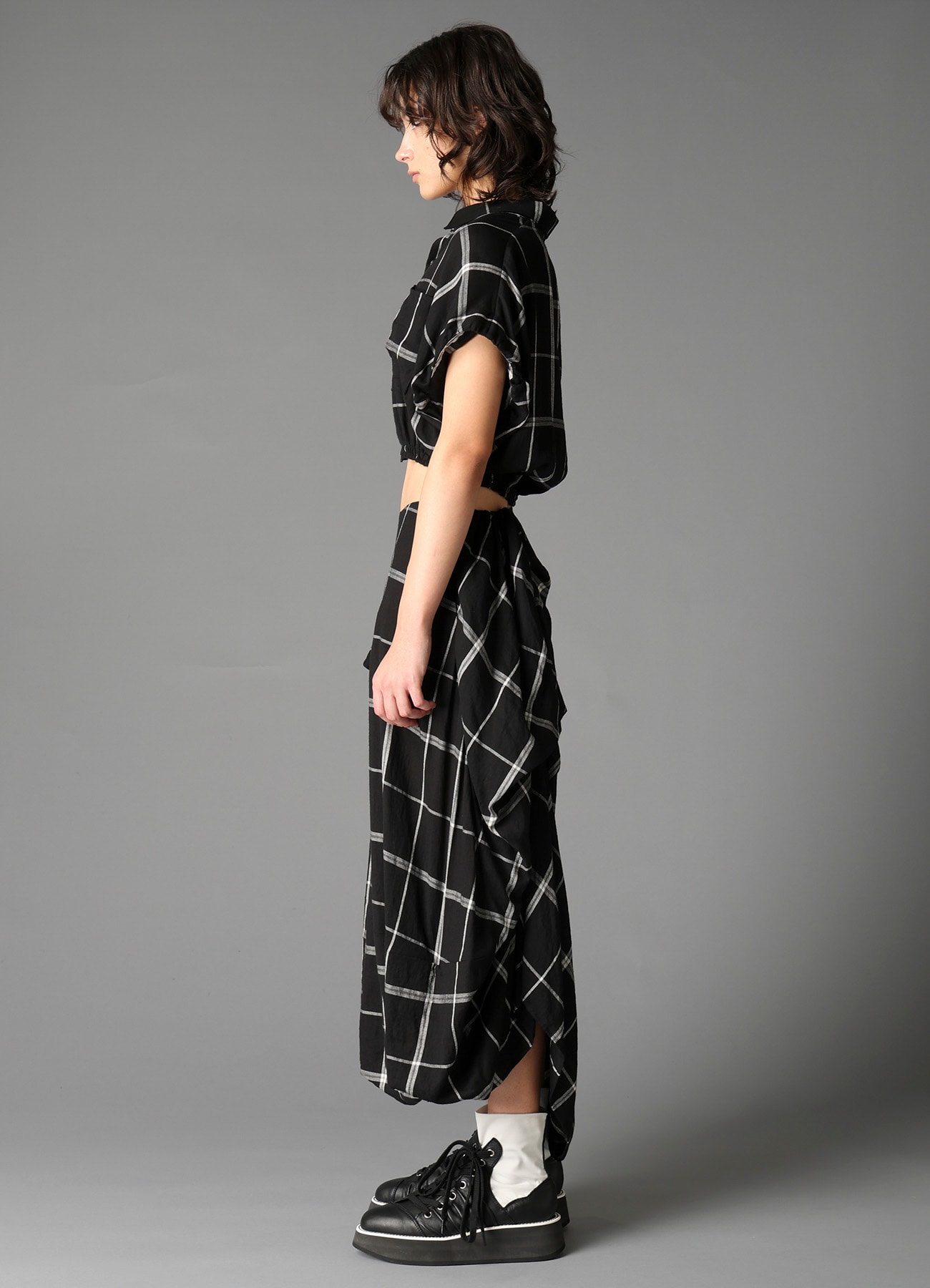 PLAID KHADI SHORT BLOUSE