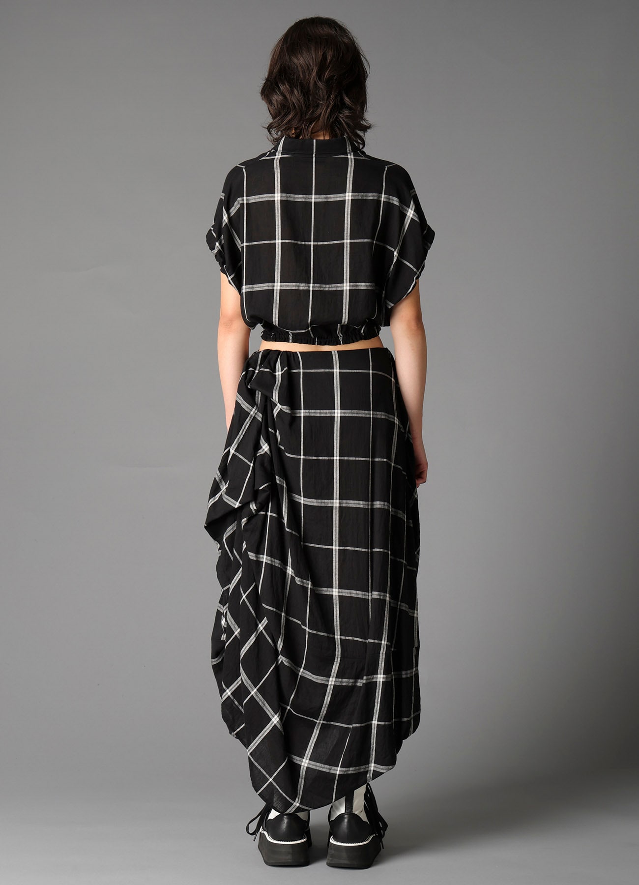 PLAID KHADI SHORT BLOUSE