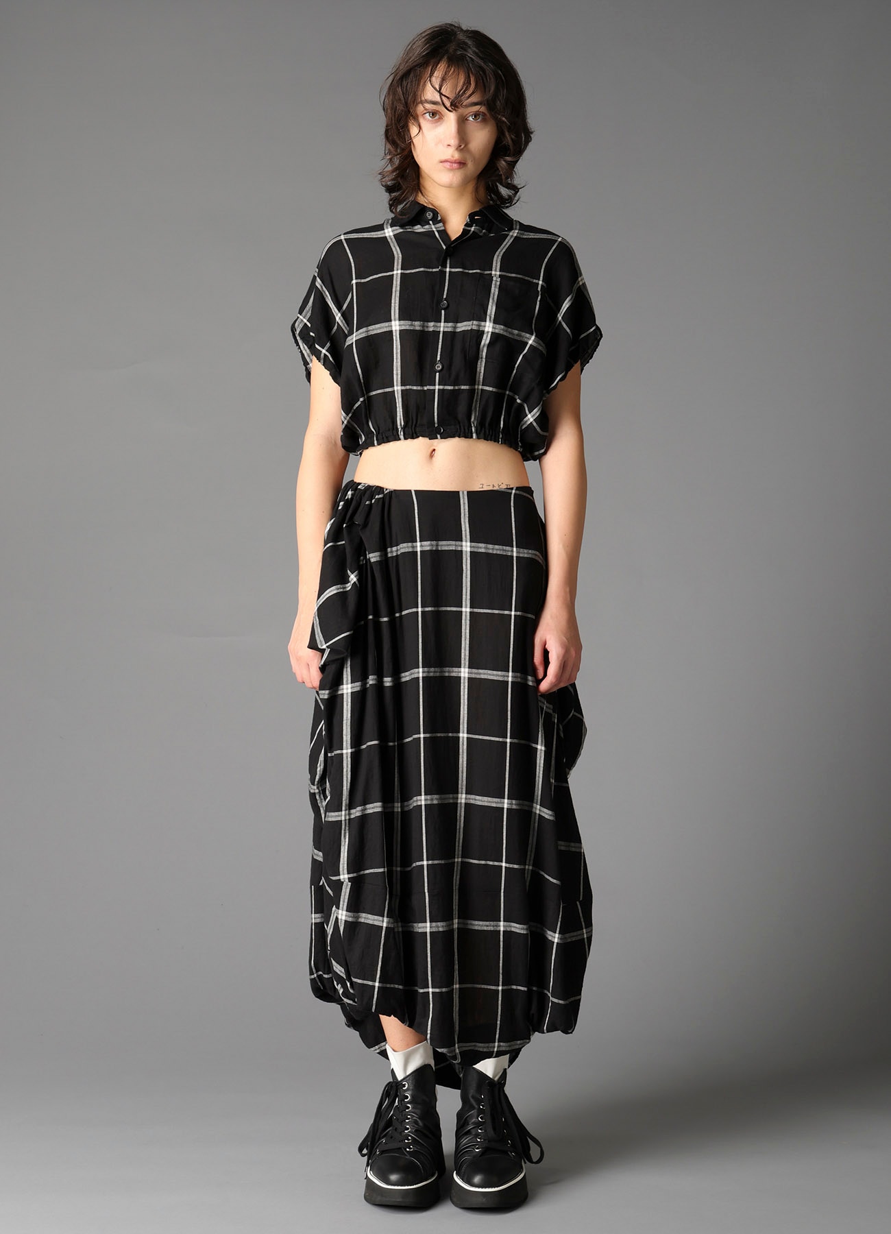 PLAID KHADI SHORT BLOUSE