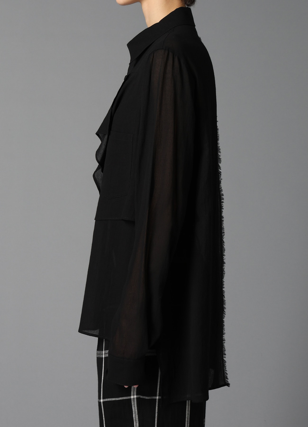 COTTON CHIFFON SQUARE PANEL BLOUSE