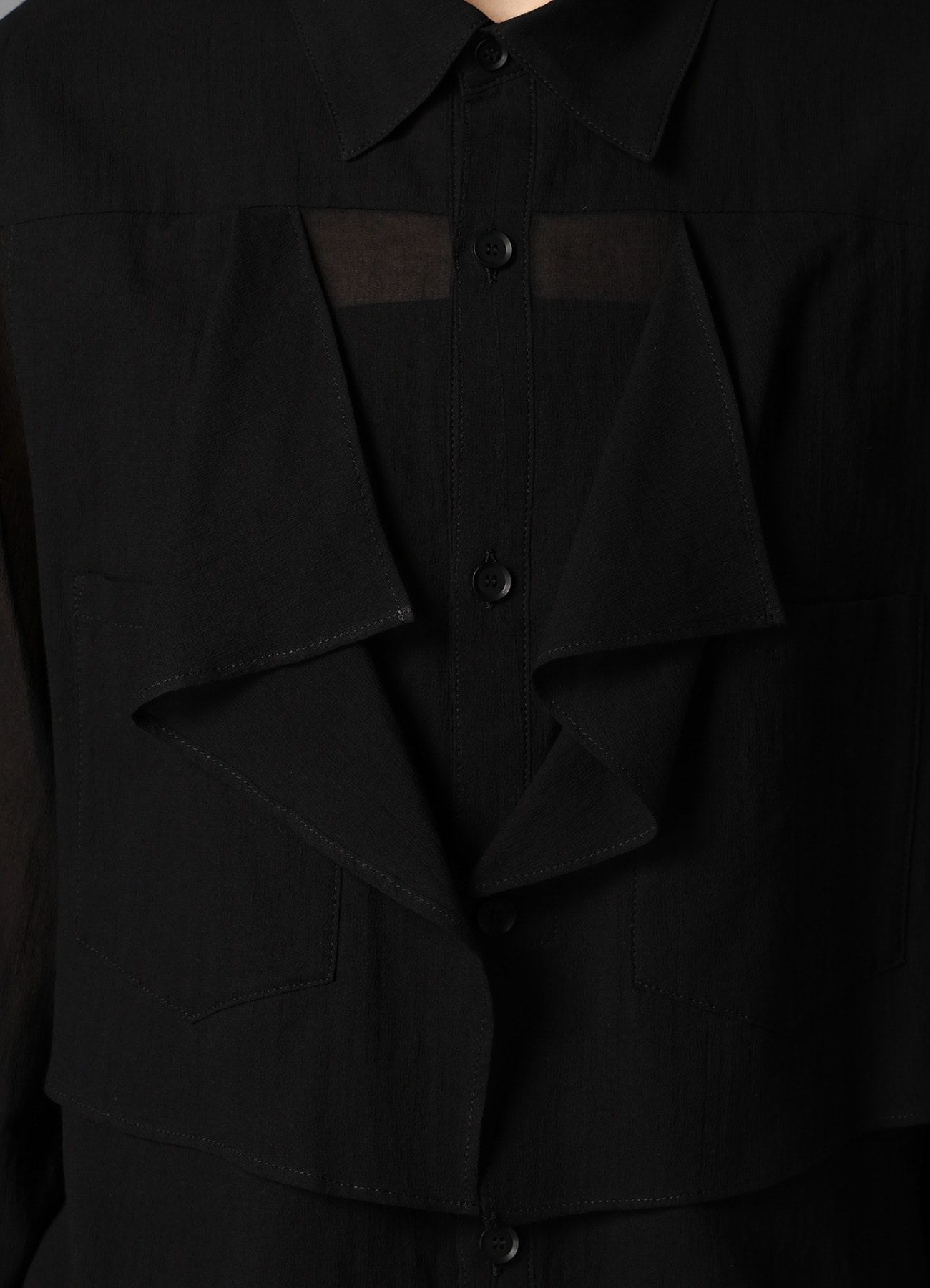 COTTON CHIFFON SQUARE PANEL BLOUSE