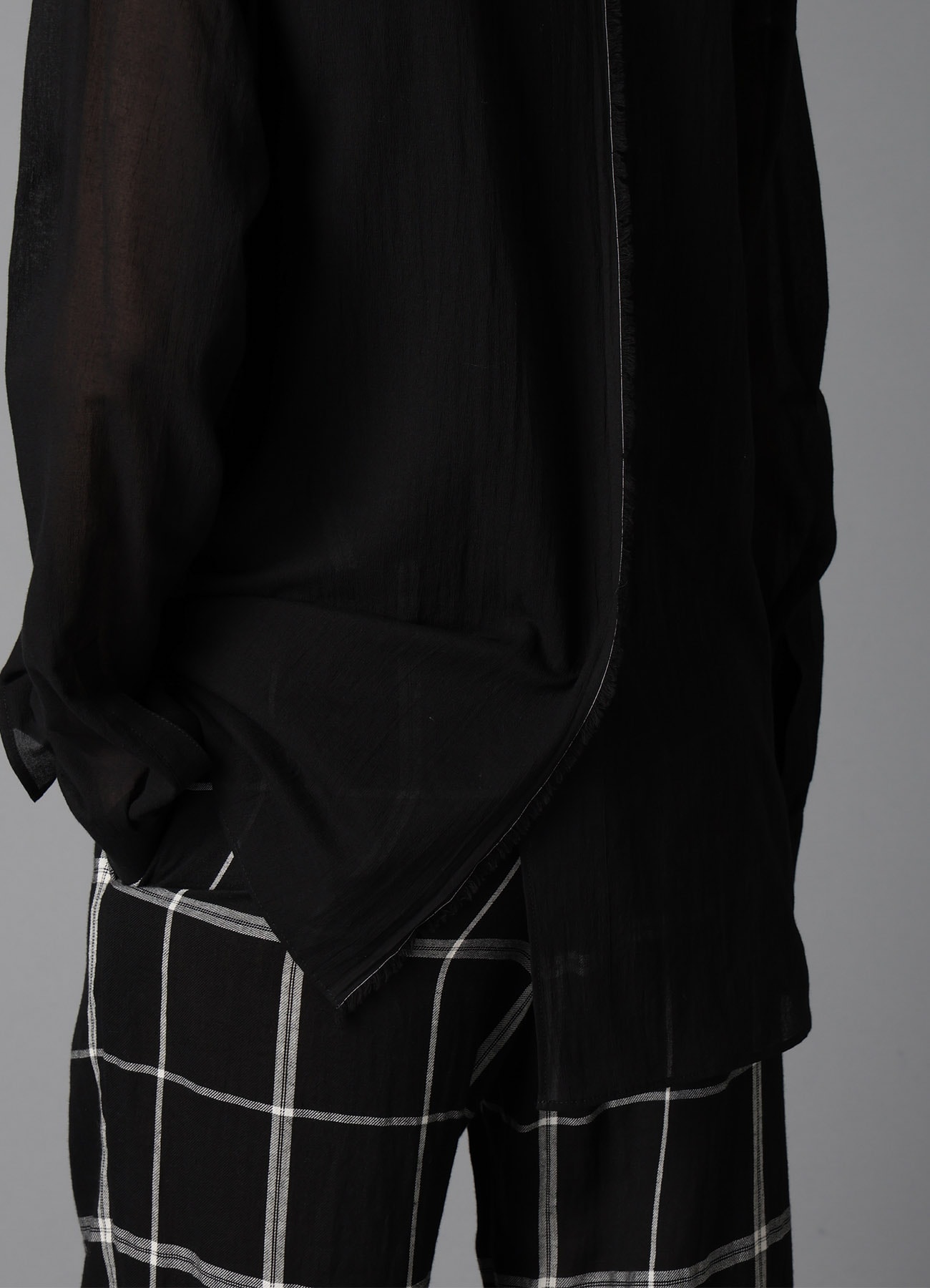 COTTON CHIFFON SQUARE PANEL BLOUSE