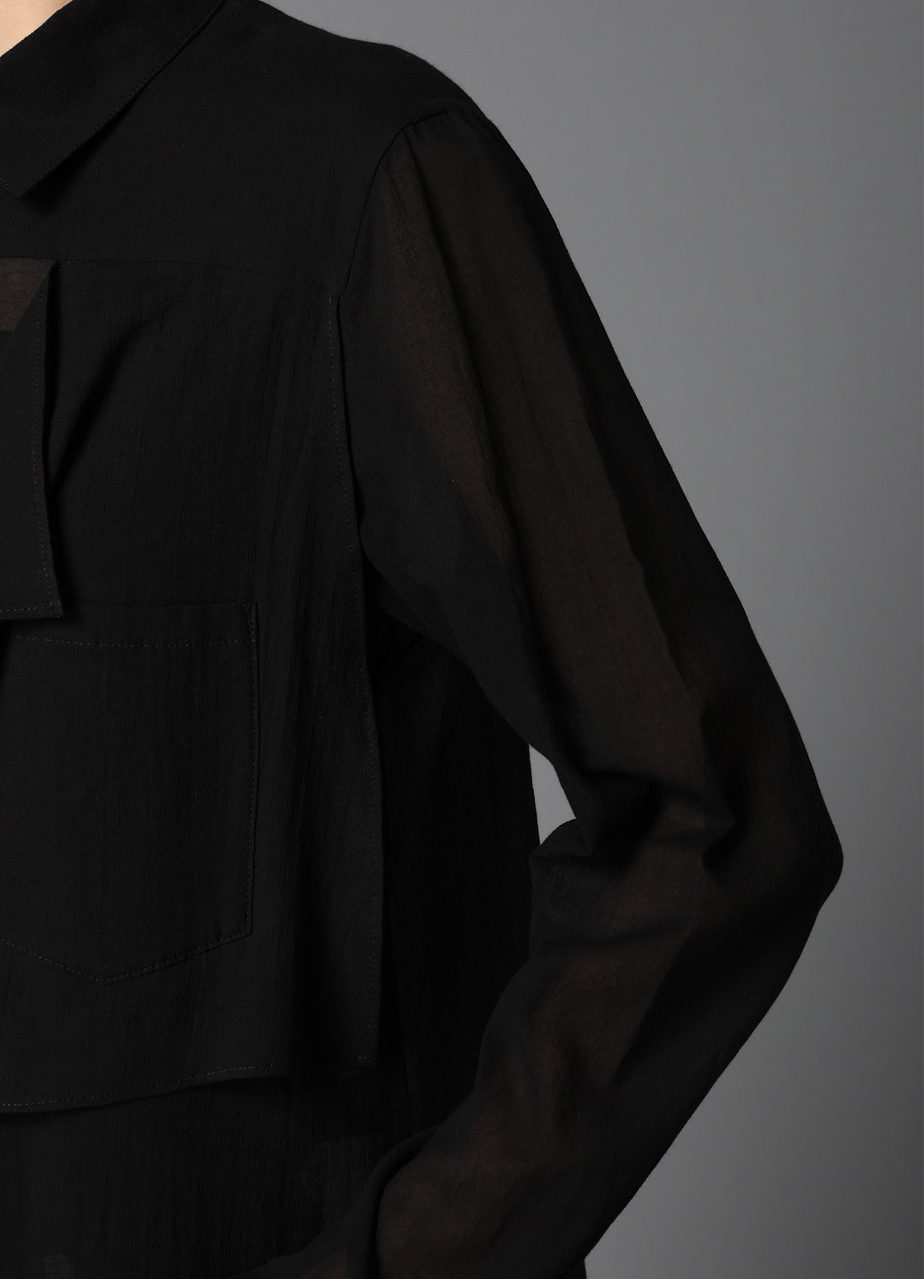 COTTON CHIFFON SQUARE PANEL BLOUSE