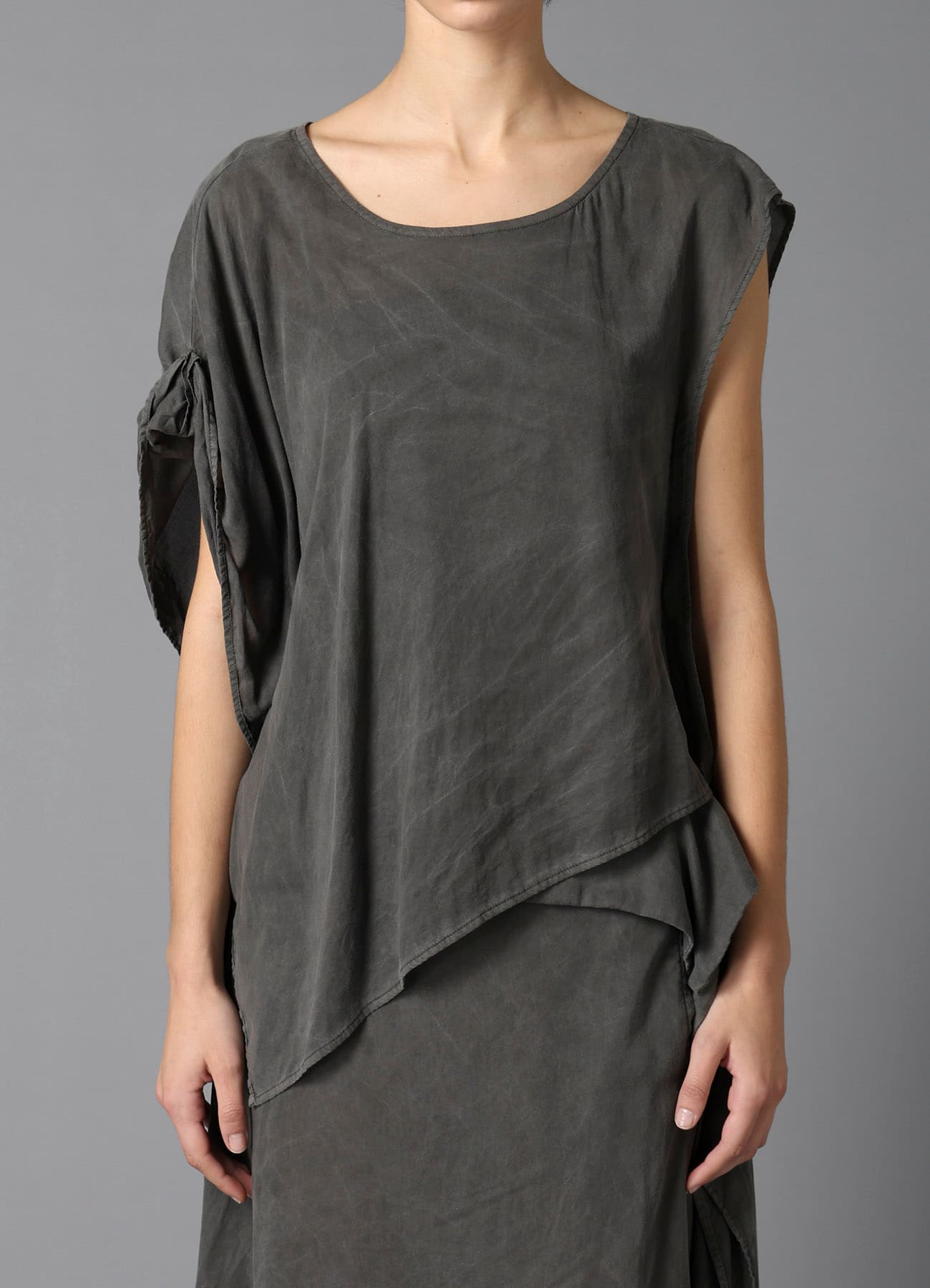 GARMENT-DYED LAWN SQUARE BLOUSE