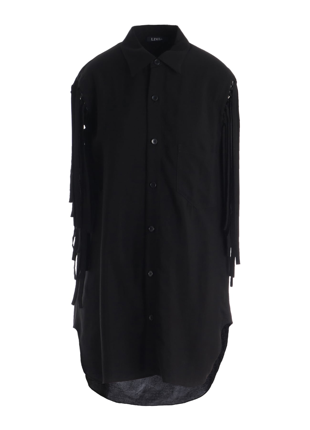 HIGH TWISTED GABARDINE FRINGE BLOUSE