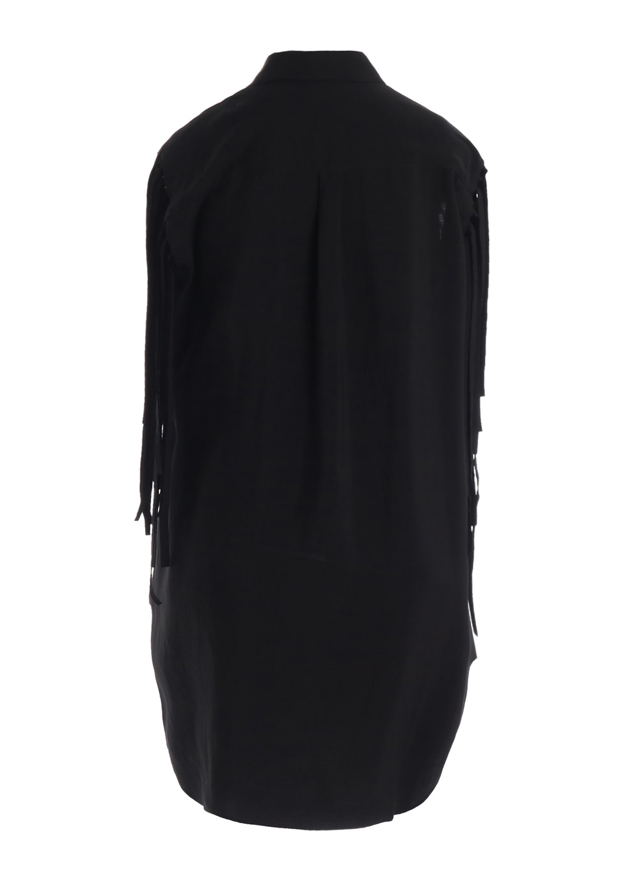 HIGH TWISTED GABARDINE FRINGE BLOUSE