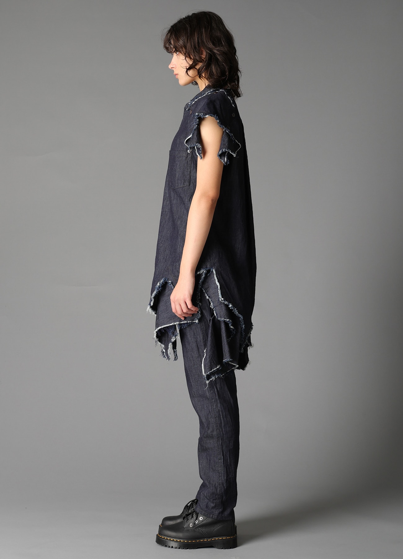 6oz DENIM DESIGNED SLEEVE BLOUSE A