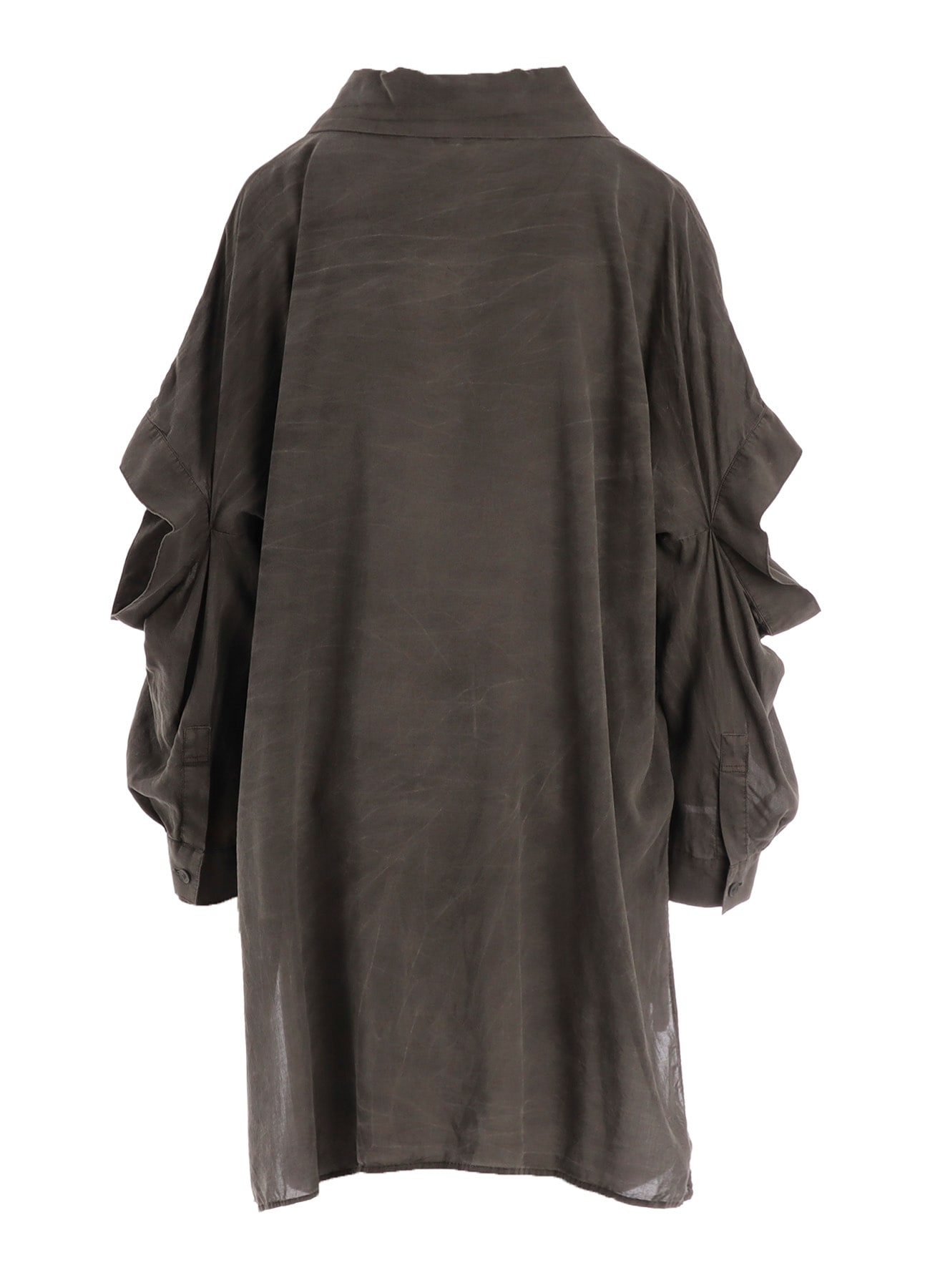 GARMENT-DYED LAWN ELBOW SLIT LONG SHIRT