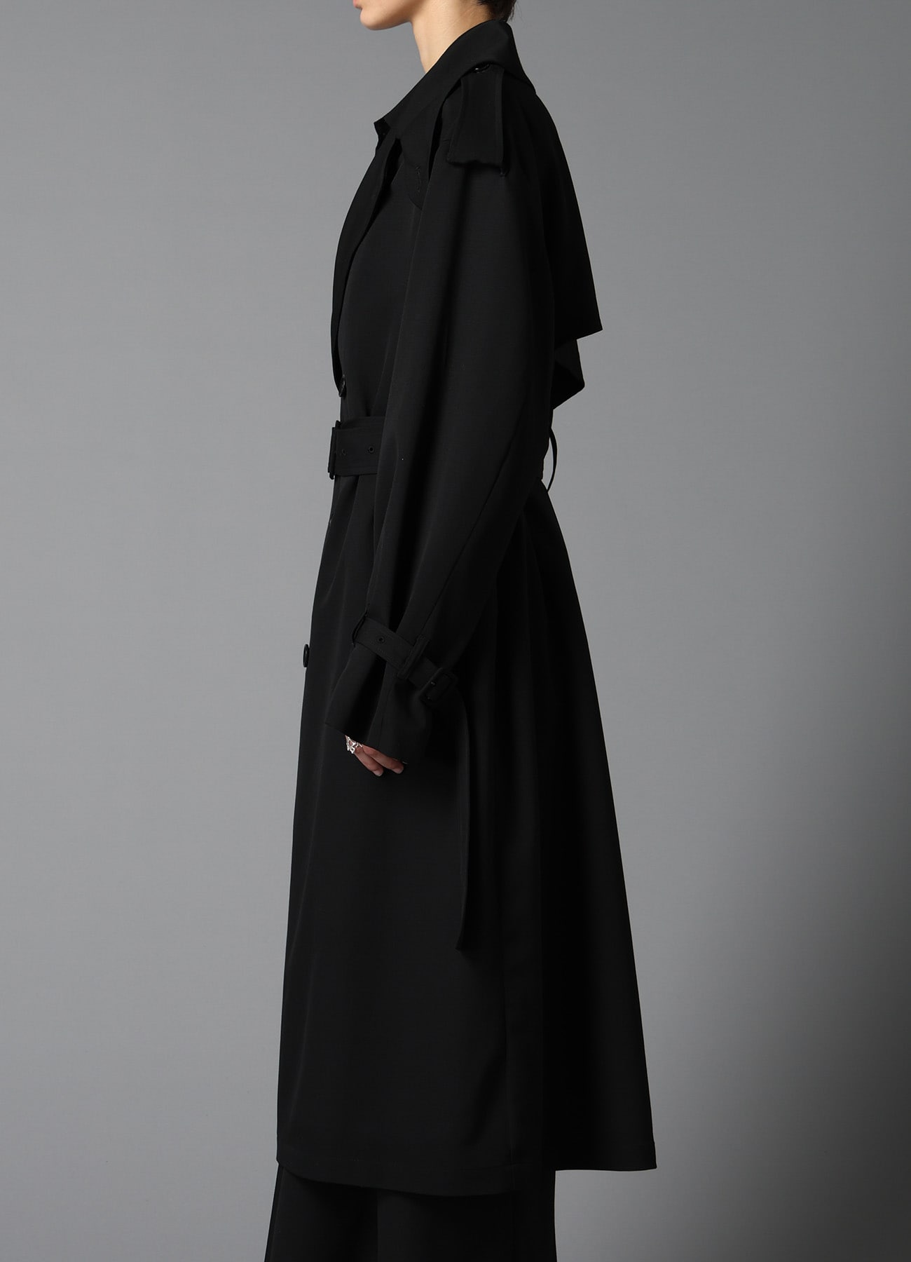 W/GABARDINE LONG TRENCH COAT