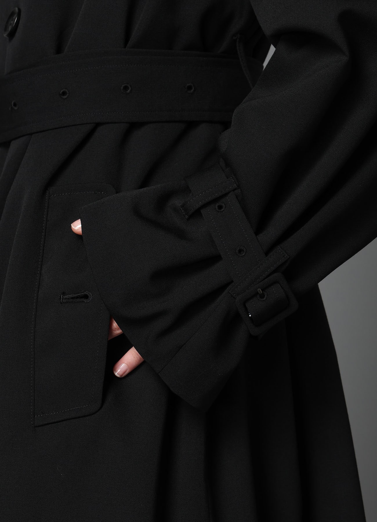 W/GABARDINE LONG TRENCH COAT