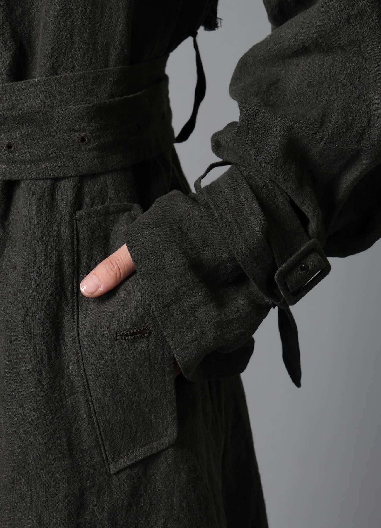 INK DYED LAWN LONG TRENCH COAT