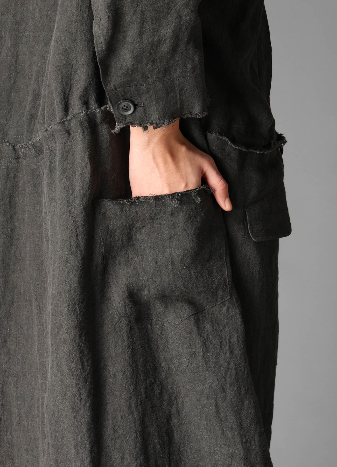 INK DYED LAWN HOODED COAT