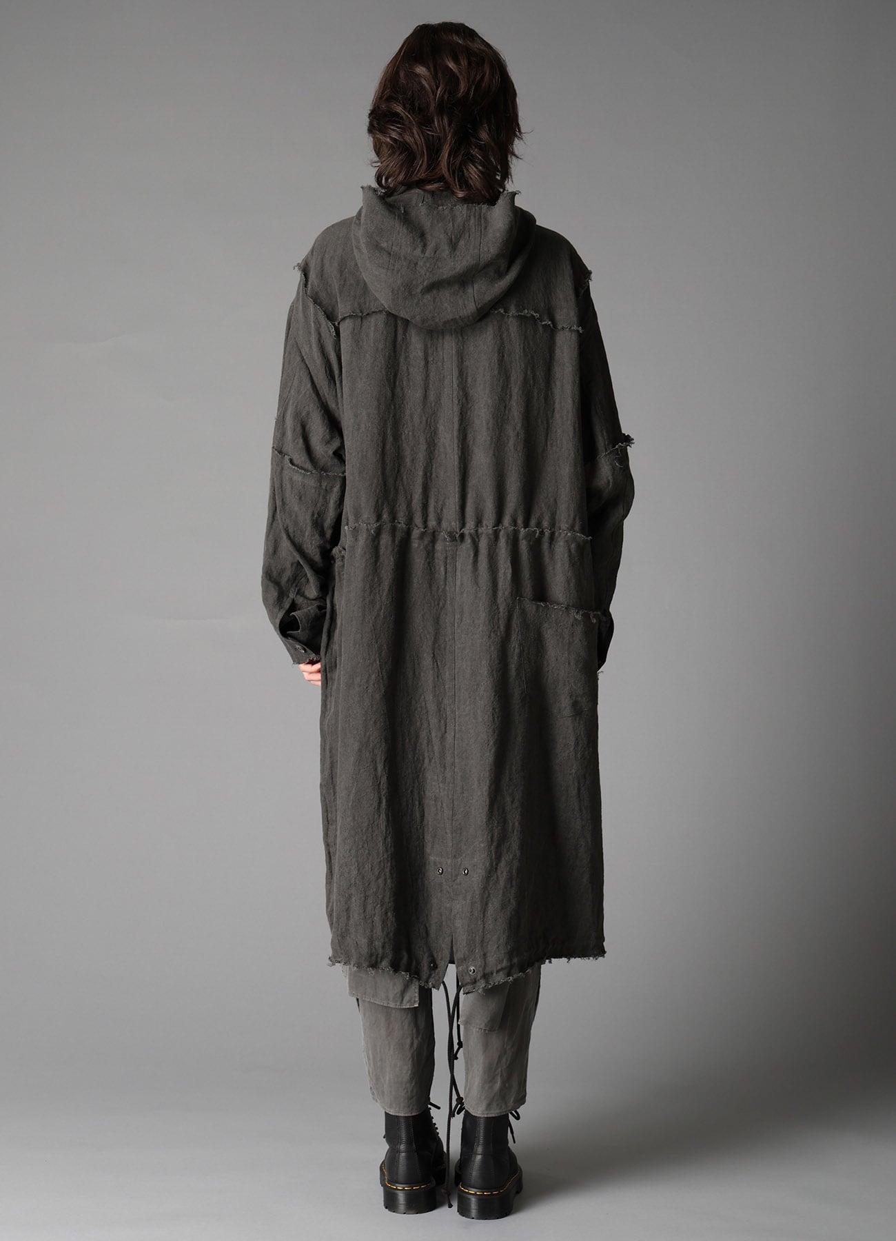 INK DYED LAWN HOODED COAT