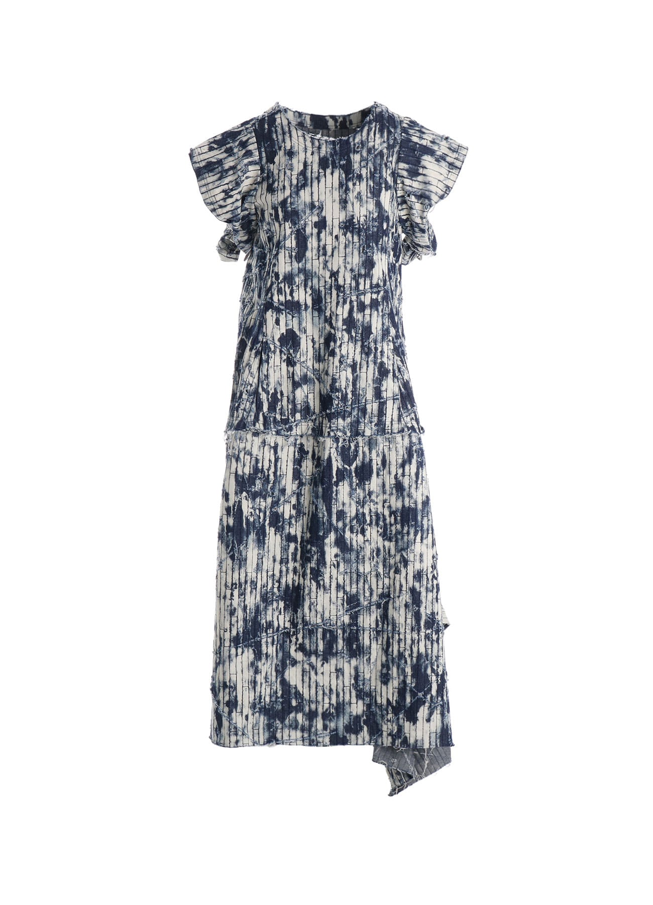 DAMAGED DENIM DESIGNED SLEEVE DRESS