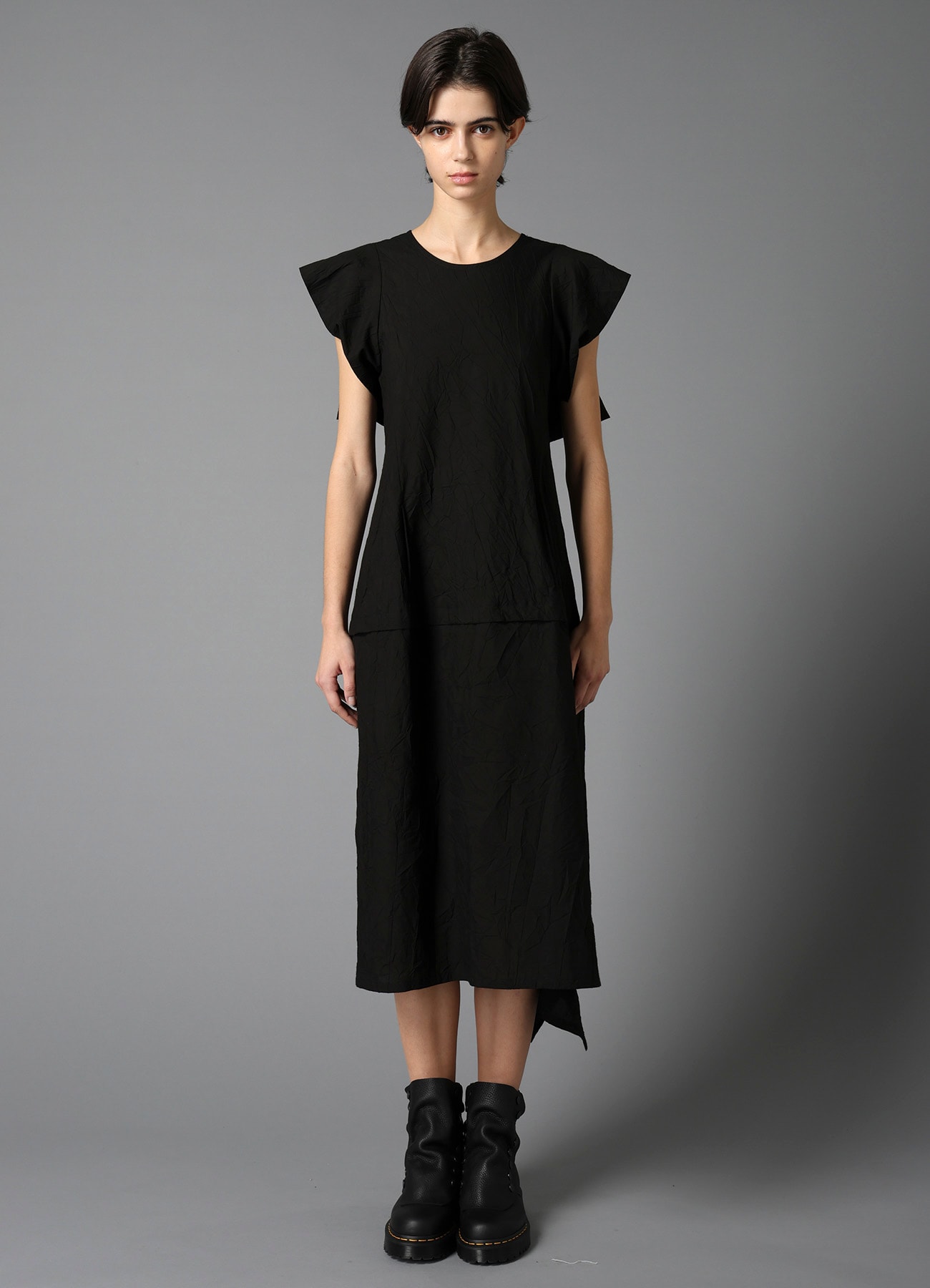 WRINKLED TYPEWRITER  DESIGNED SLEEVE DRESS