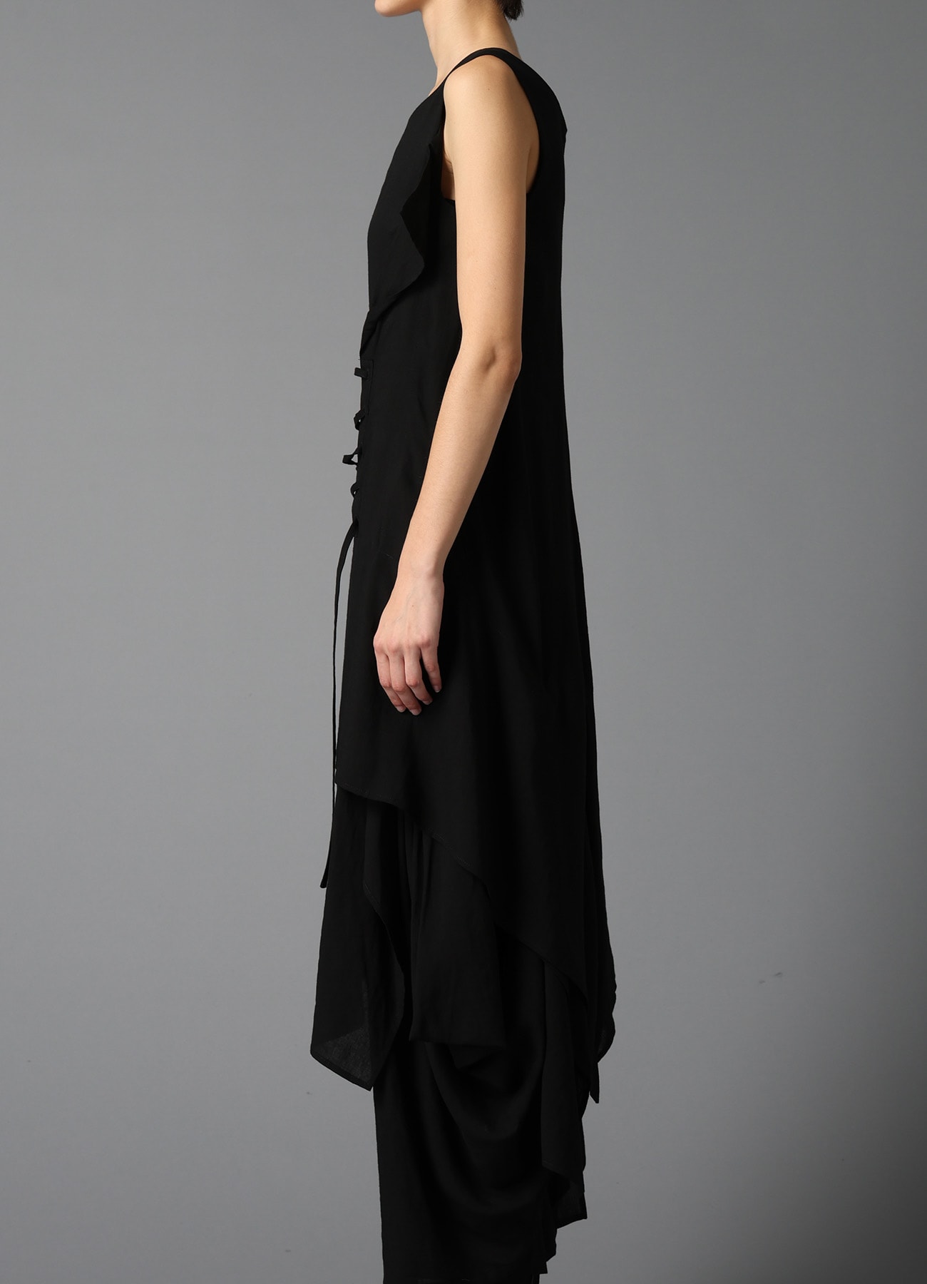 CELLULOSE/ LINEN LAWN LACE UP DRESS