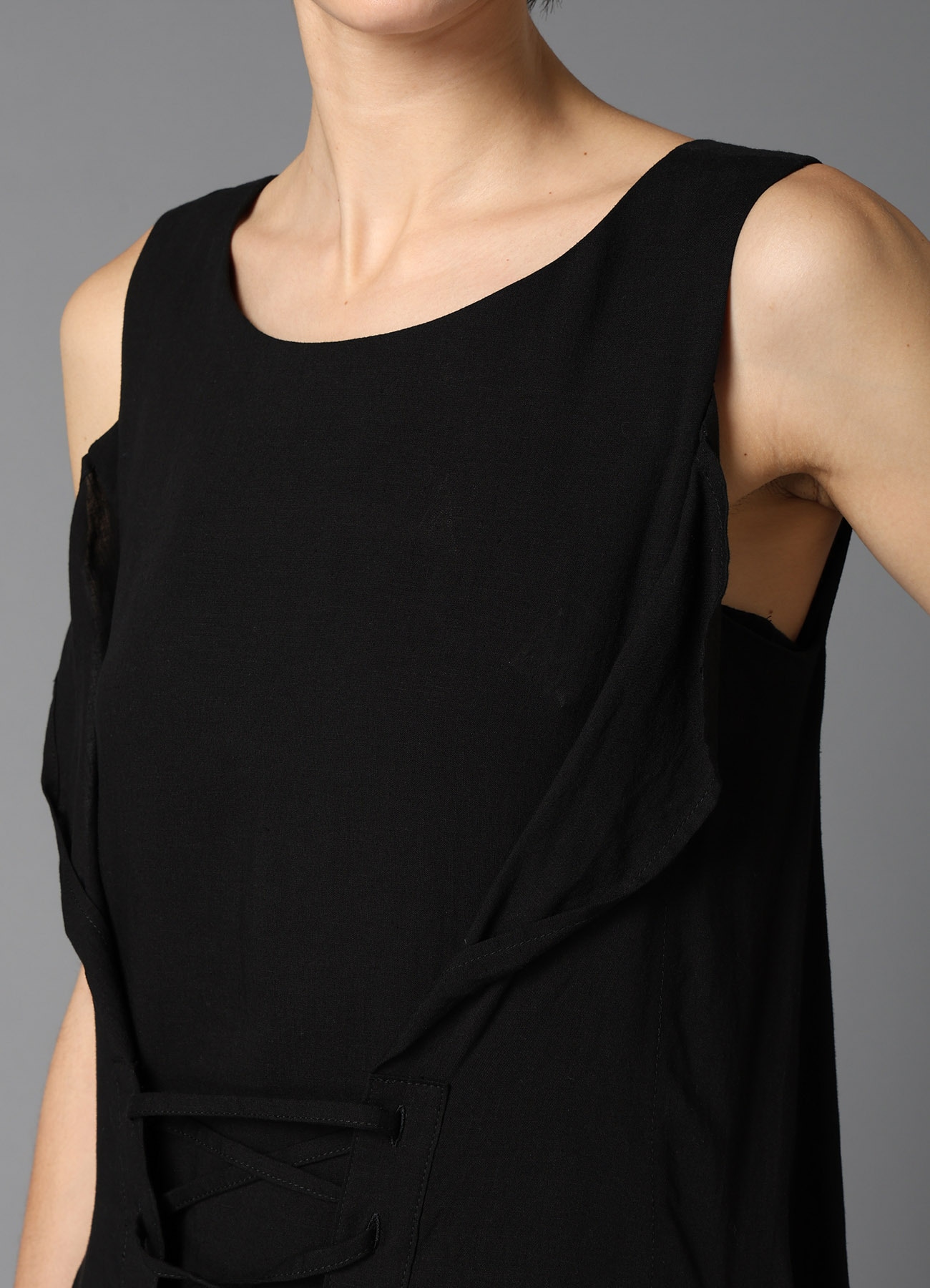 CELLULOSE/ LINEN LAWN LACE UP DRESS