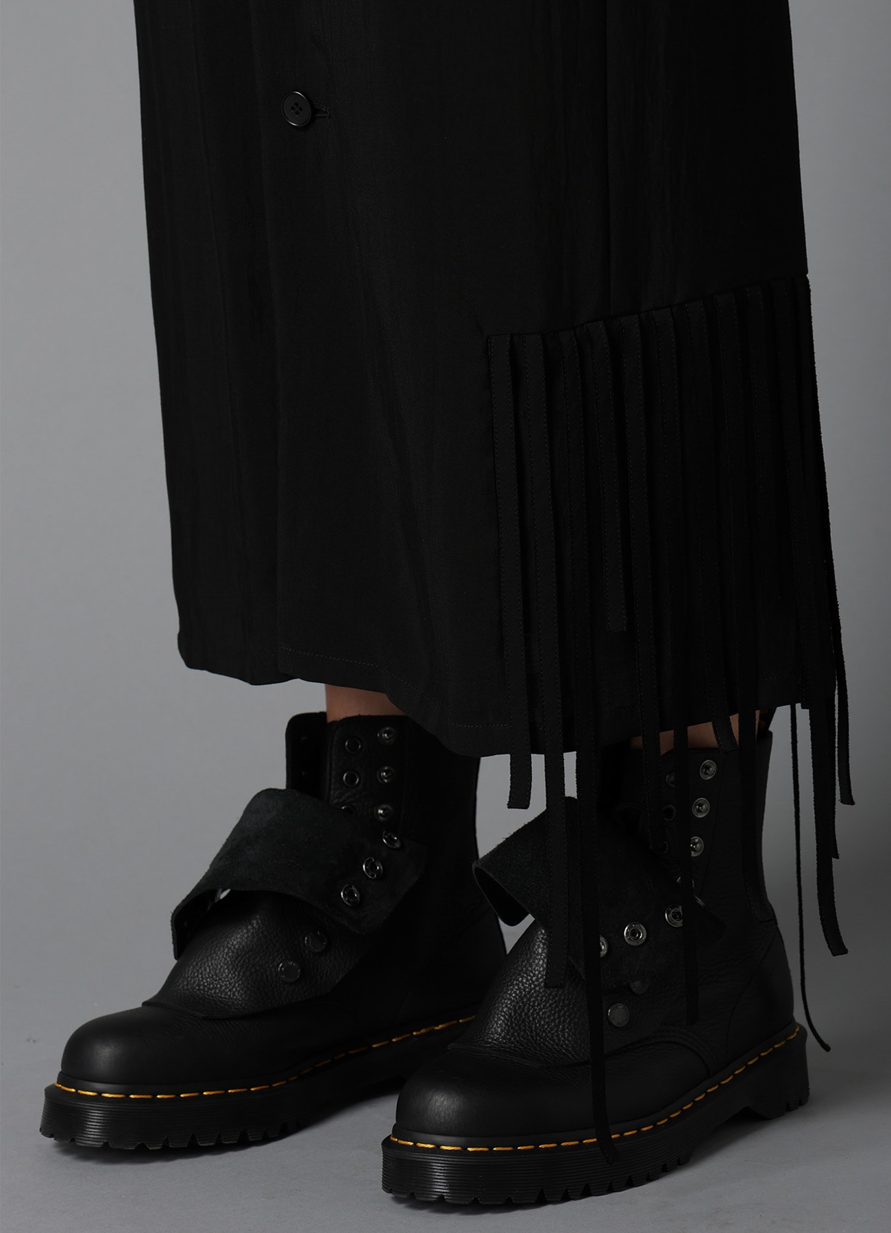 HIGH TWISTED GABARDINE FRINGE DRESS