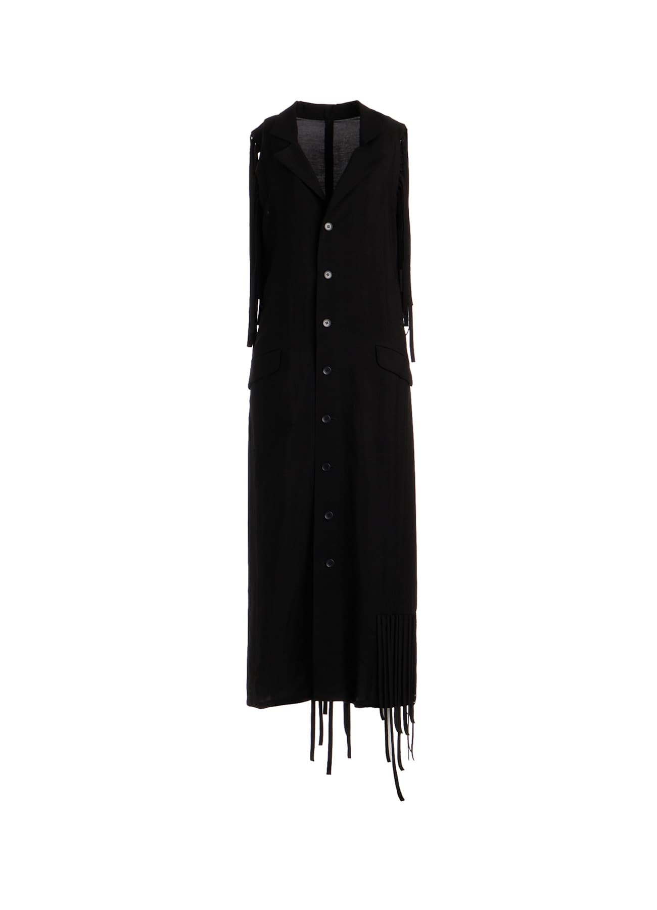 HIGH TWISTED GABARDINE FRINGE DRESS