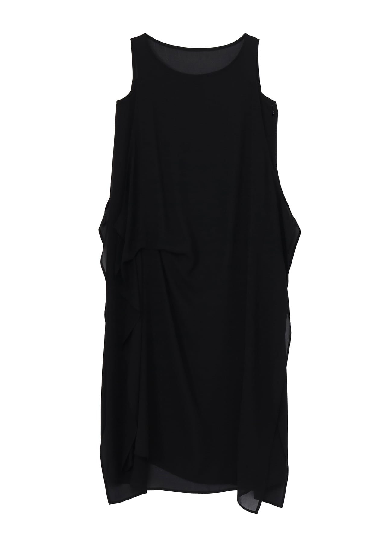 PE GEORGETTE SLEEVELESS SIDE TUCK DRESS