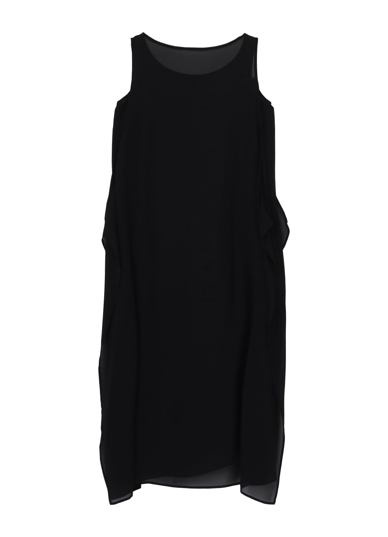 PE GEORGETTE SLEEVELESS SIDE TUCK DRESS