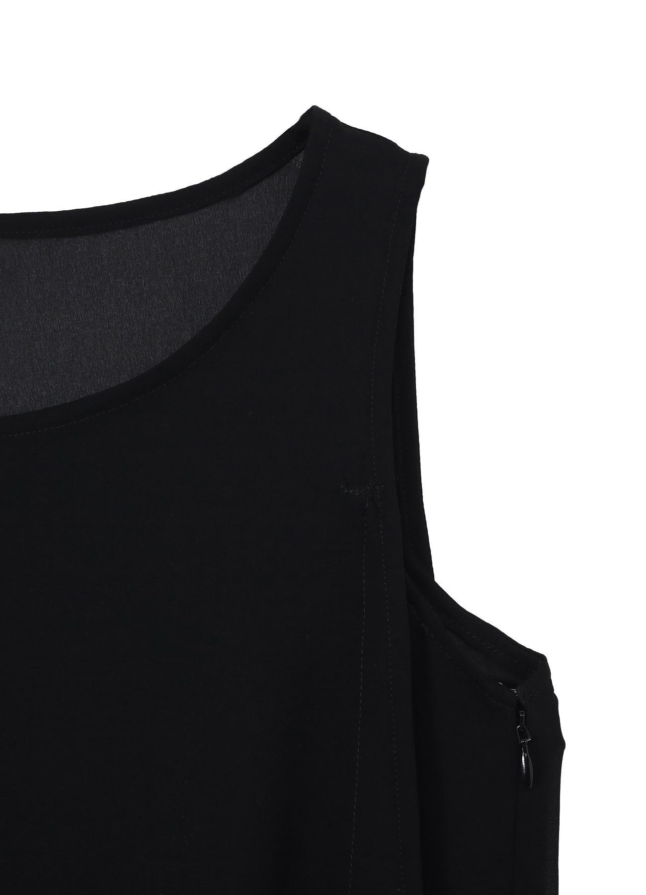 PE GEORGETTE SLEEVELESS SIDE TUCK DRESS