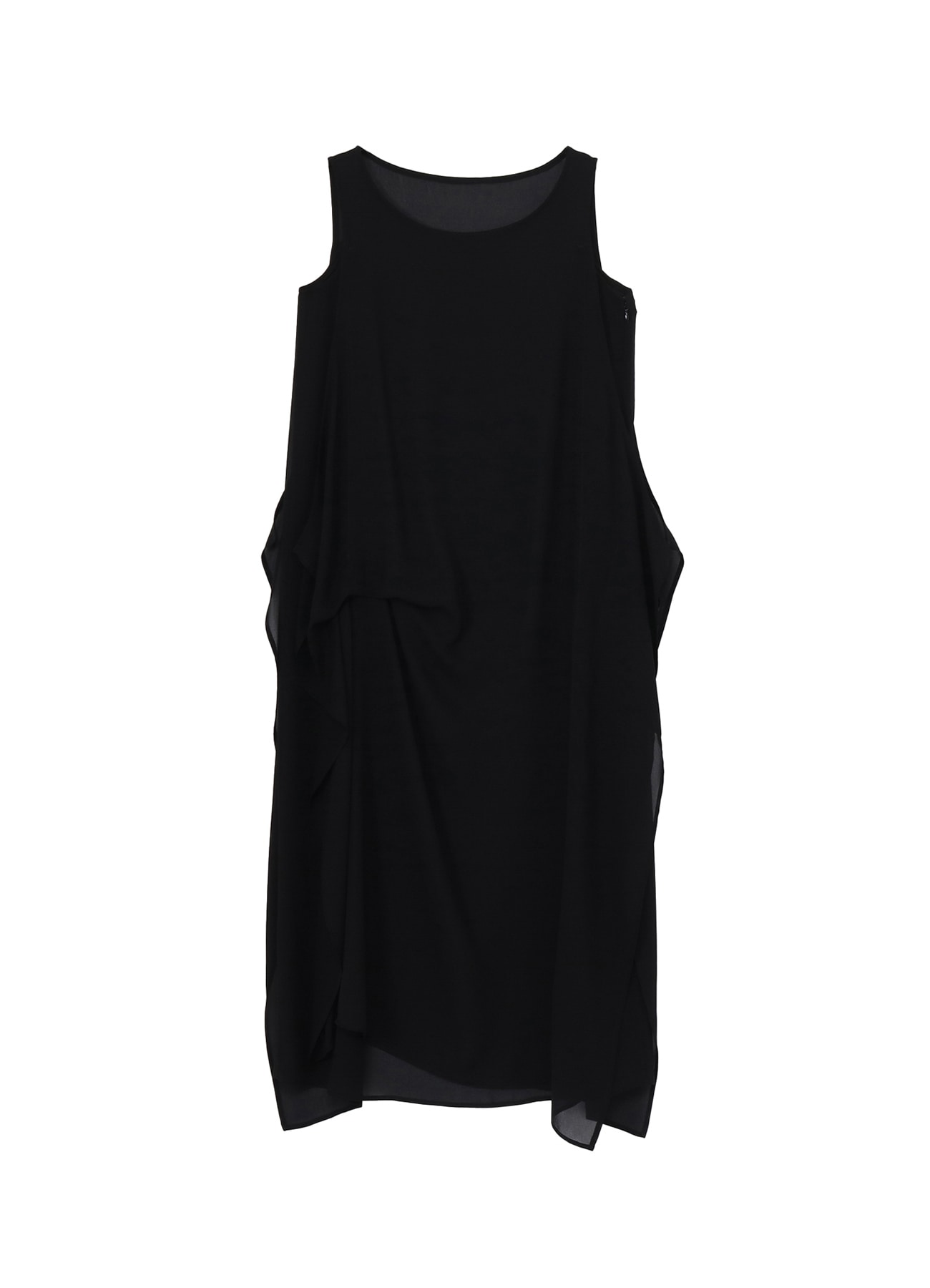 PE GEORGETTE SLEEVELESS SIDE TUCK DRESS