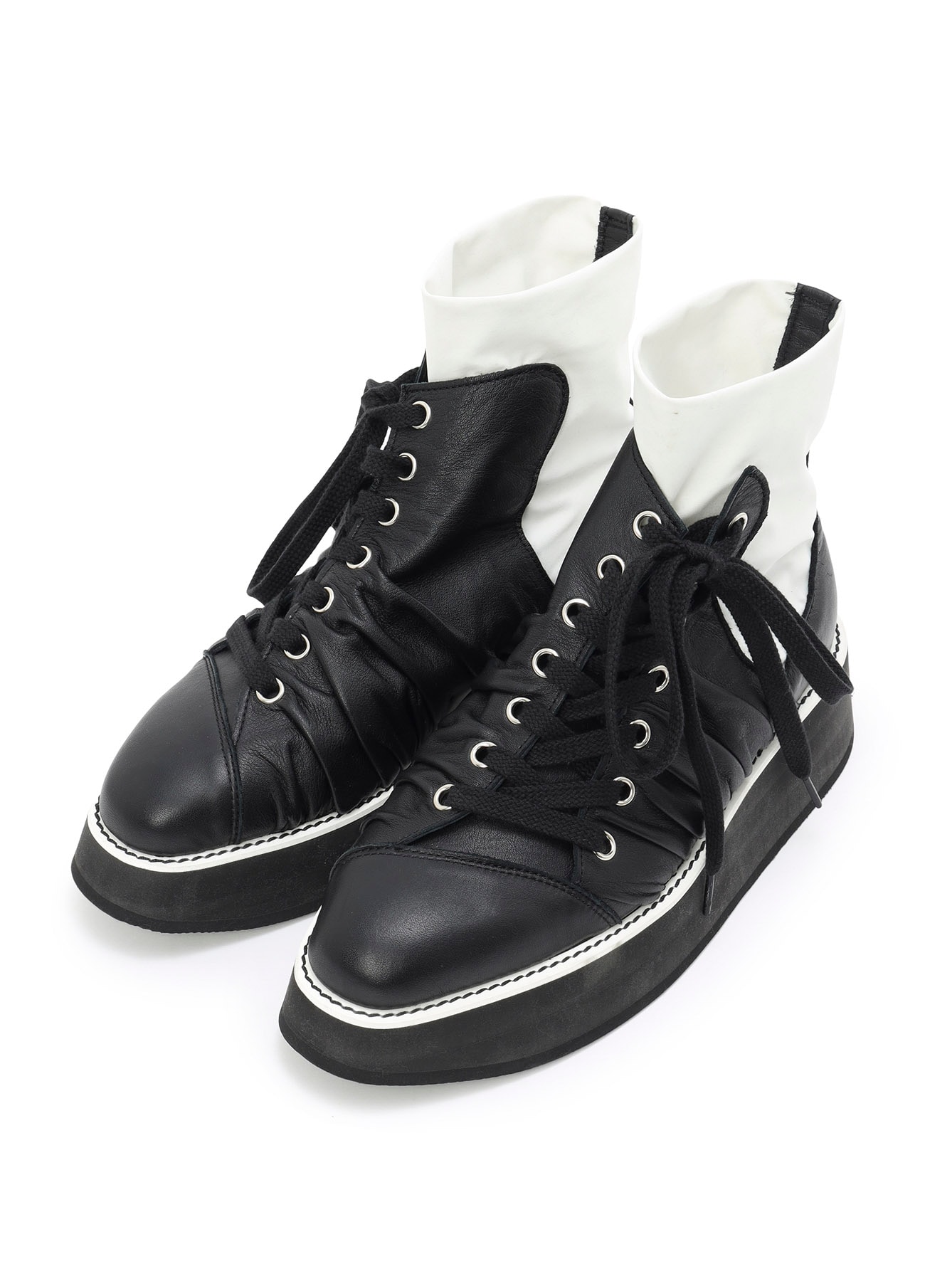 SOFT TANNED LEATHER+ STRETCH TEX DRAPE BOOTS