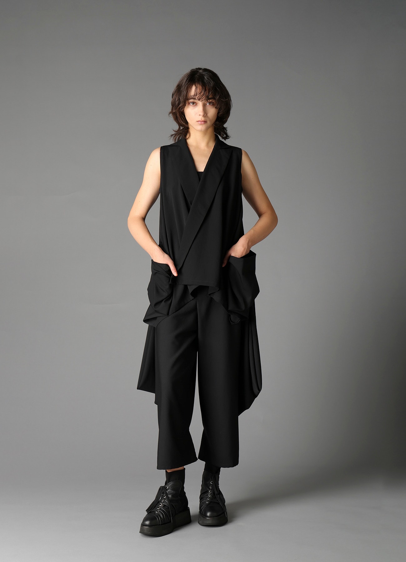 SOFT TANNED LEATHER+ STRETCH TEX DRAPE BOOTS