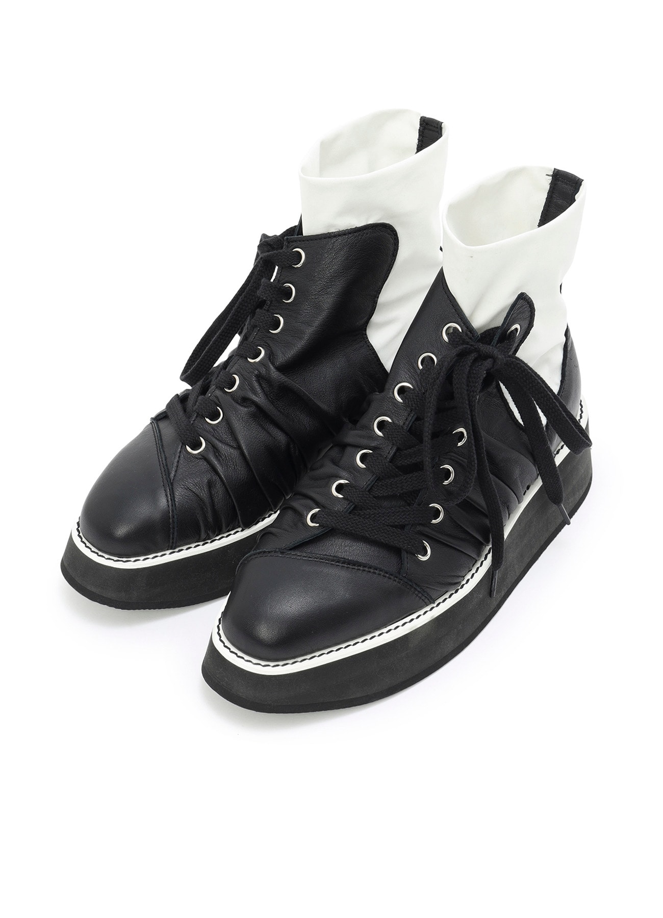 SOFT TANNED LEATHER+ STRETCH TEX DRAPE BOOTS