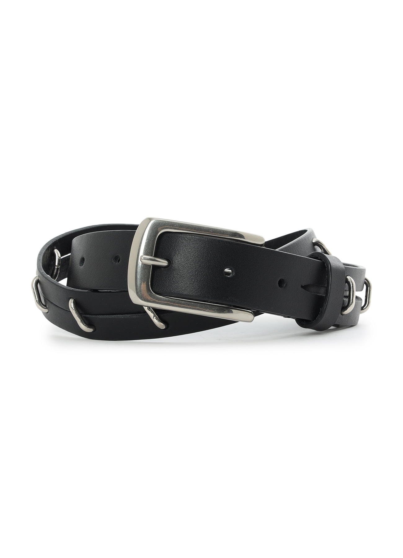 DRY LEATHER CENTER-CUT BELT(S Black): LIMI feu｜THE SHOP YOHJI