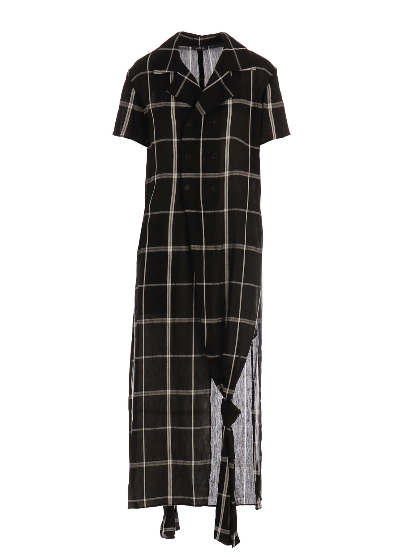 PLAID KHADI DOUBLE FRONT LONG JACKET