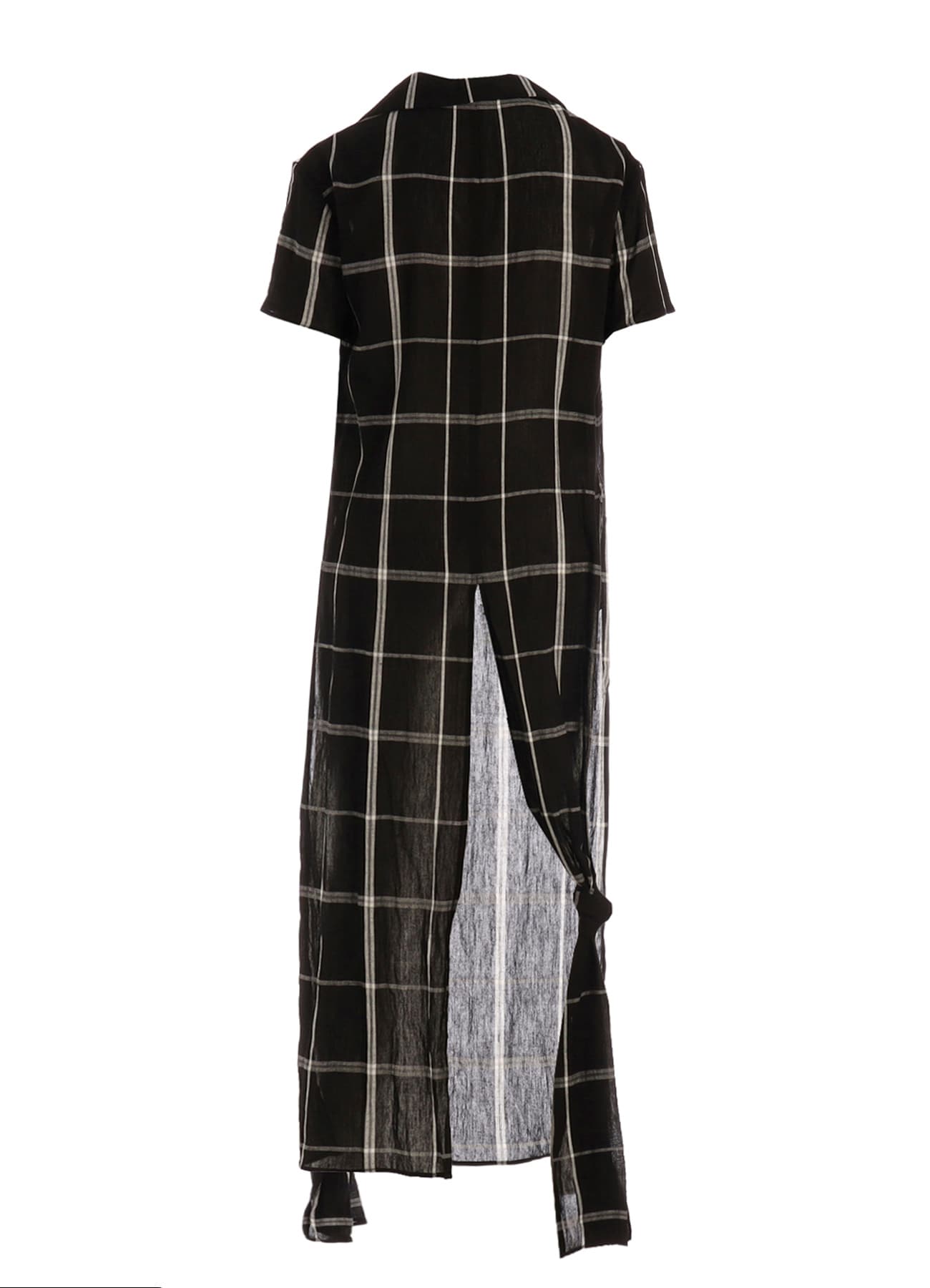 PLAID KHADI DOUBLE FRONT LONG JACKET