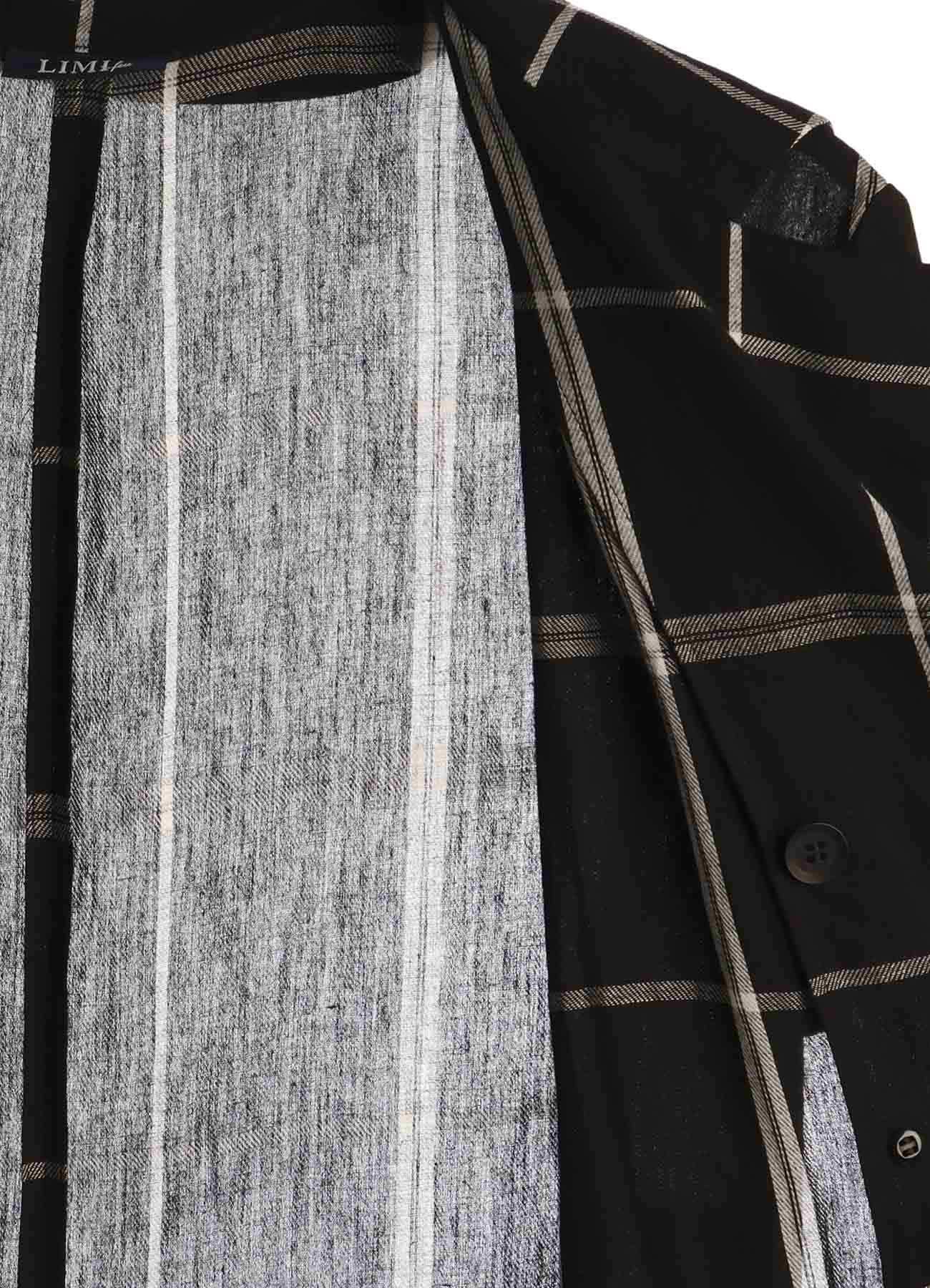 PLAID KHADI DOUBLE FRONT LONG JACKET