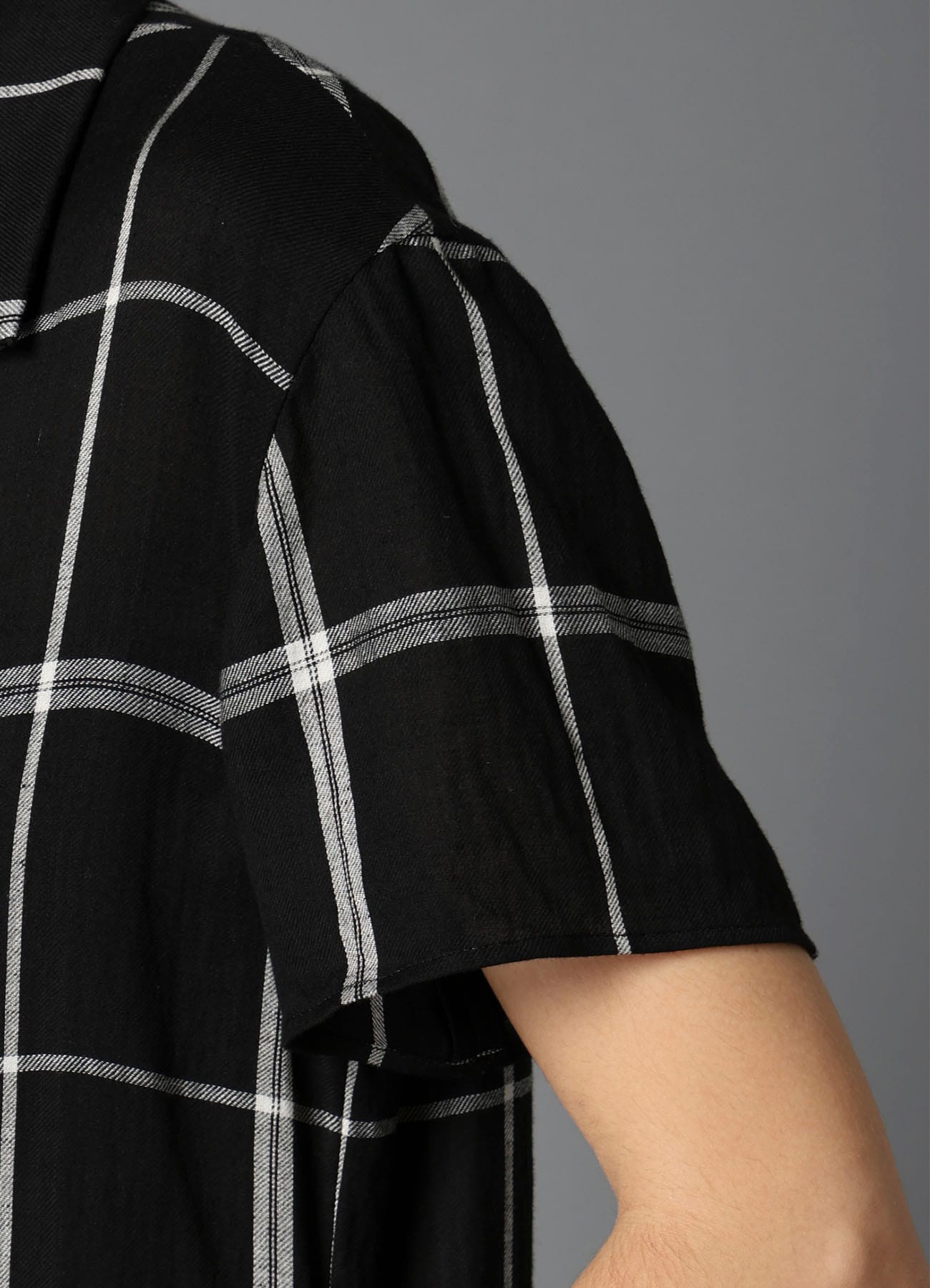 PLAID KHADI DOUBLE FRONT LONG JACKET