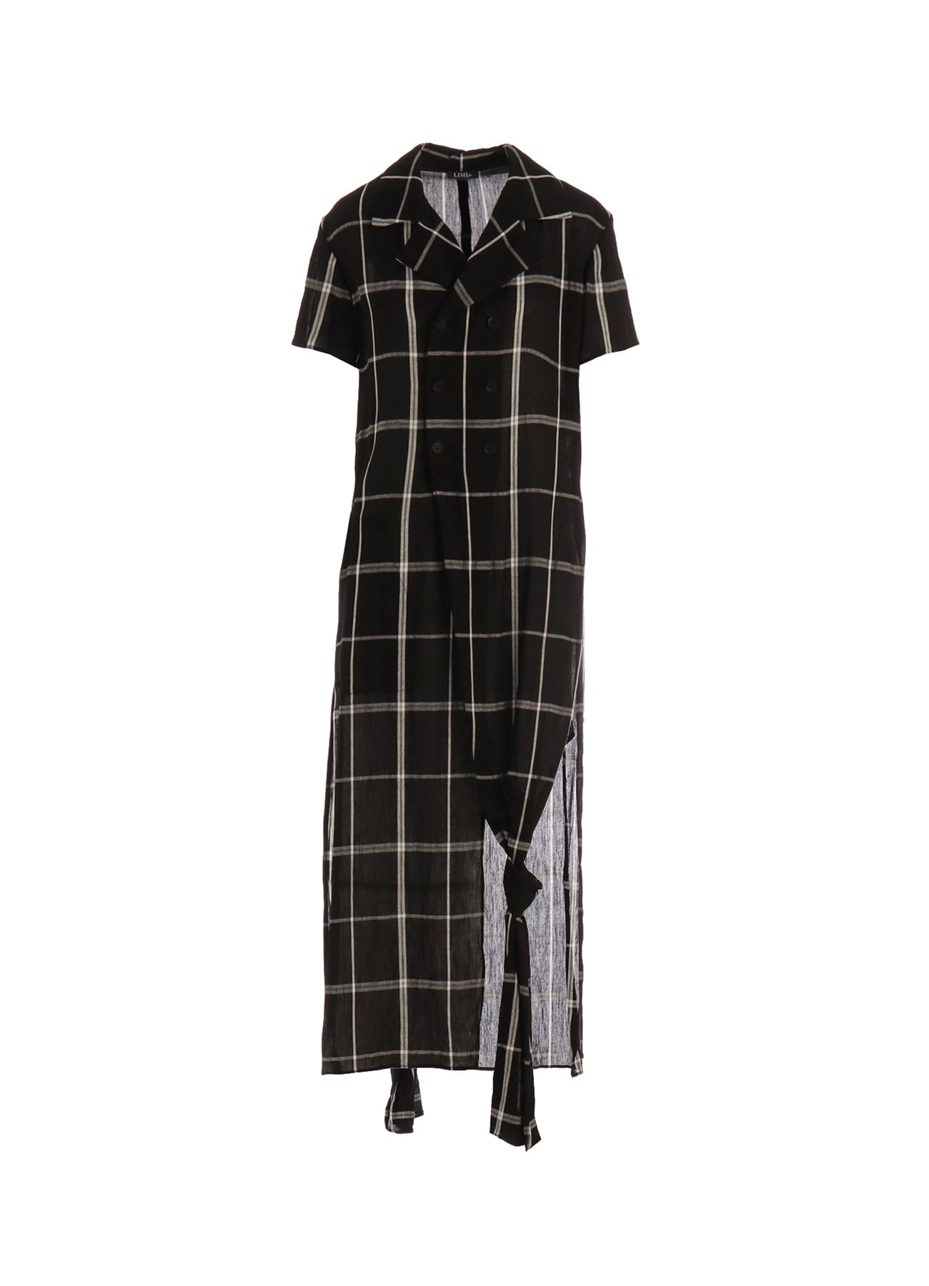 PLAID KHADI DOUBLE FRONT LONG JACKET