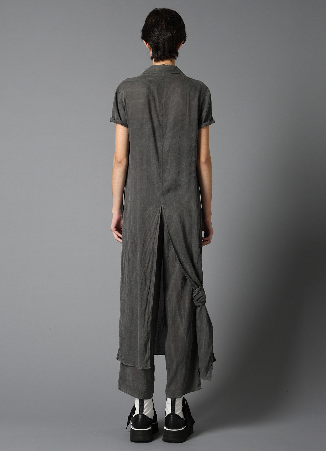 GARMENT-DYED LAWN DOUBLE FRONT LONG JACKET